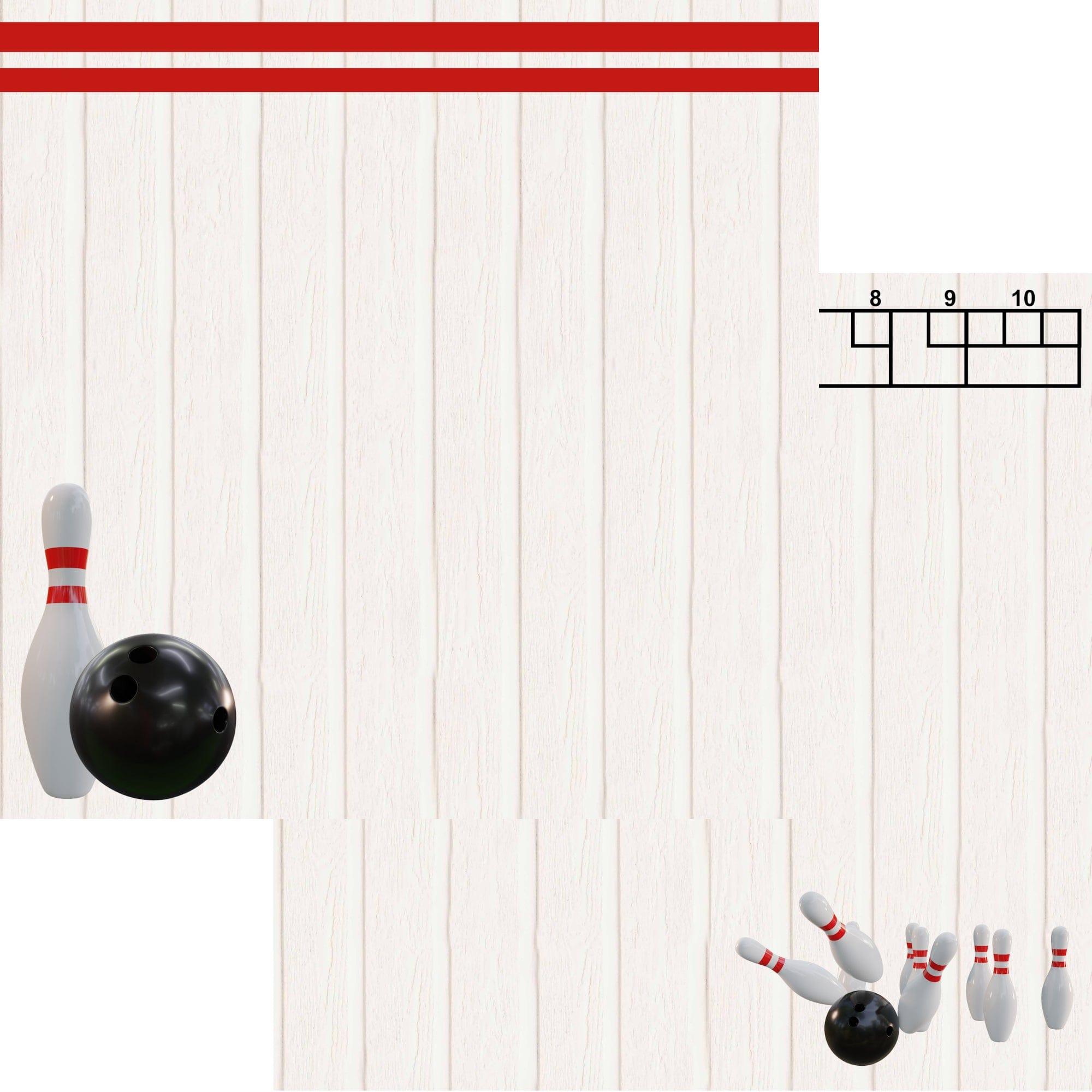 Play Hard Collection Bowling 12 x 12 Double-Sided Scrapbook Paper by SSC Designs
