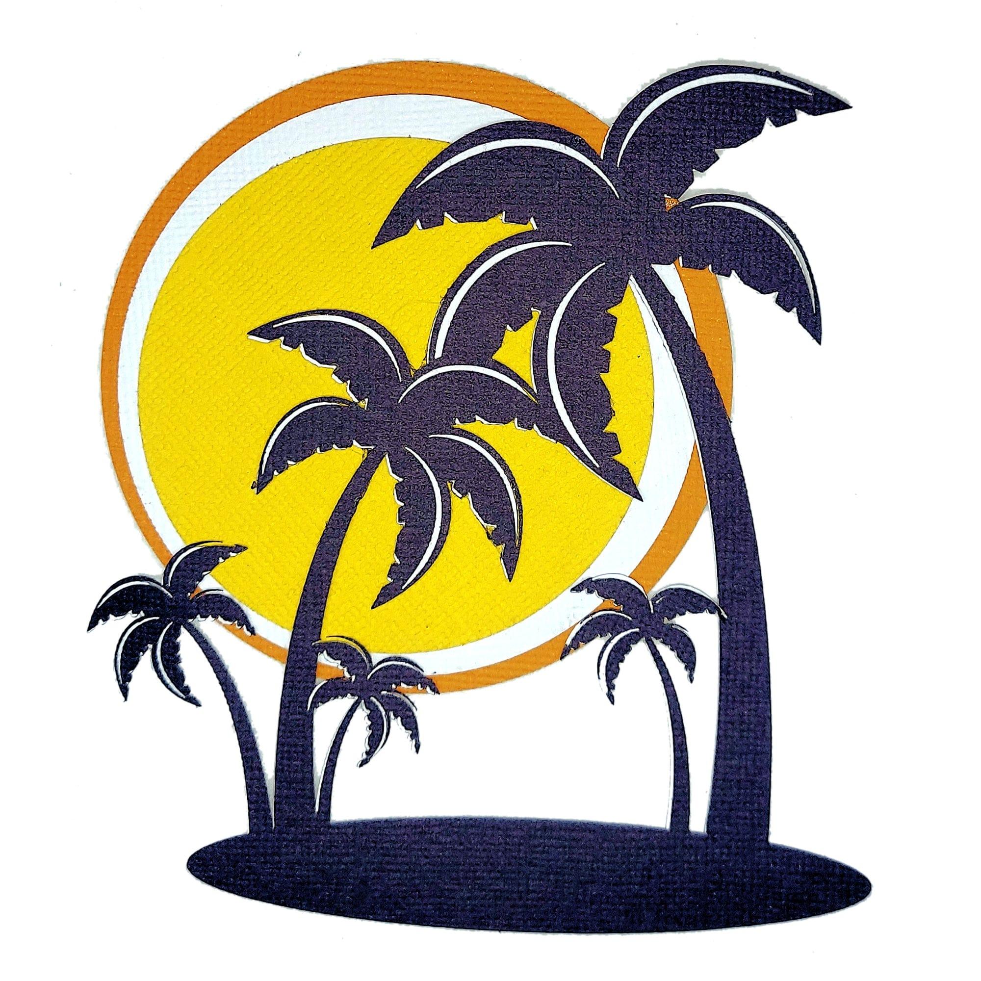 Palm Tree Silhouette Fully-Assembled 5 X 5 Laser Cut Scrapbook Embellishment by SSC Laser Designs