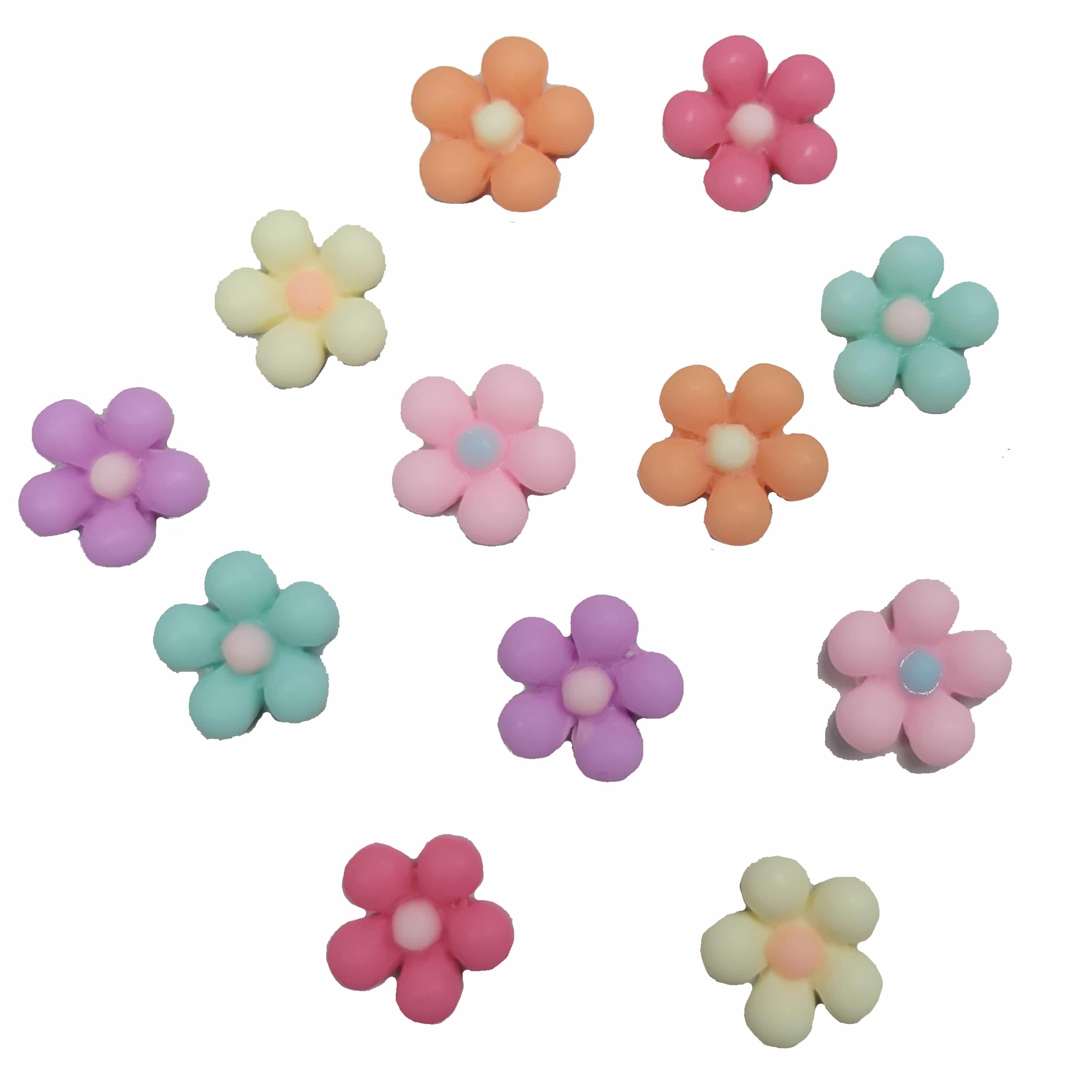 Pastel Flowers .5" Resin Flatback Scrapbook Embellishments by SSC Designs - 12 pieces