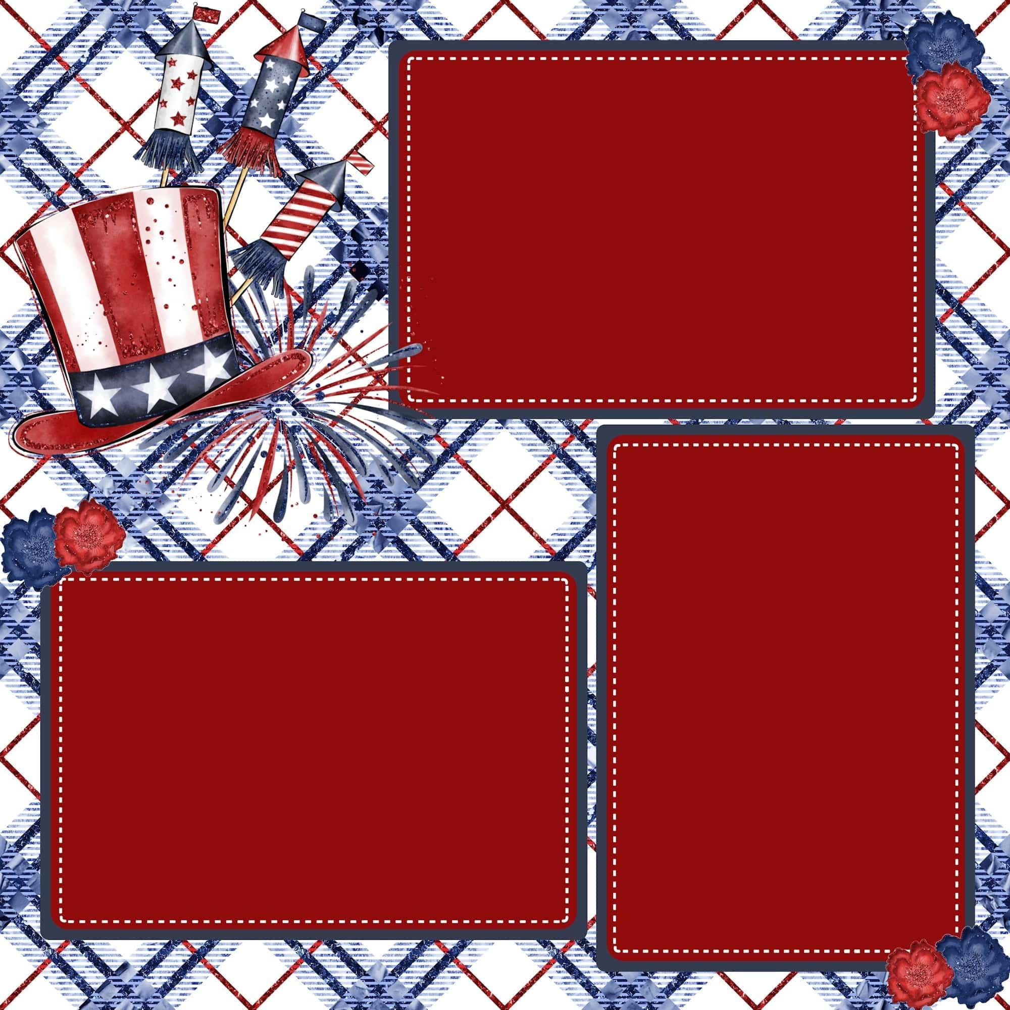 Lady Liberty Fireworks (2) - 12 x 12 Premade, Printed Scrapbook Pages by SSC Designs - Scrapbook Supply Companies