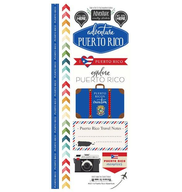 Travel Adventure Collection Puerto Rico Adventure 6 x 12 Scrapbook Sticker Sheet by Scrapbook Customs - Scrapbook Supply Companies