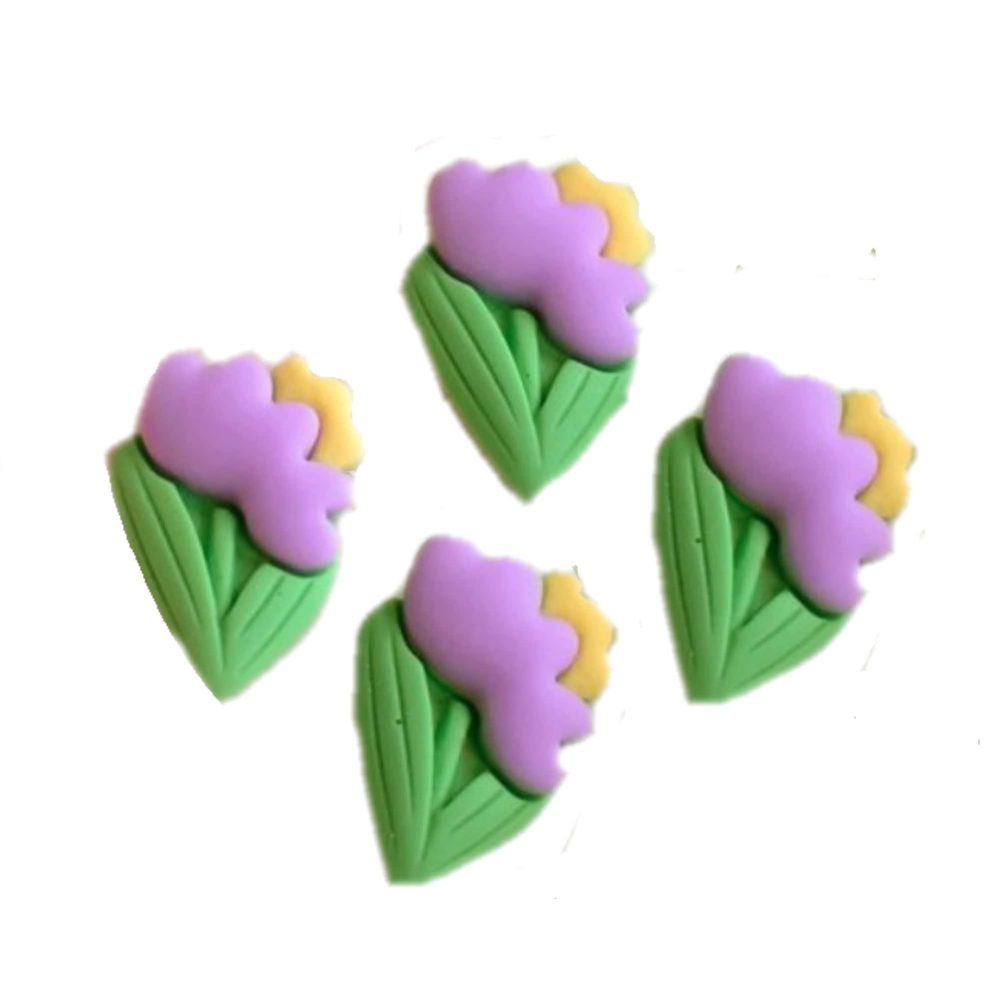 Flower Fun Collection 1" Purple Flower Flatback Scrapbook Buttons by SSC Designs - Pkg. of 4