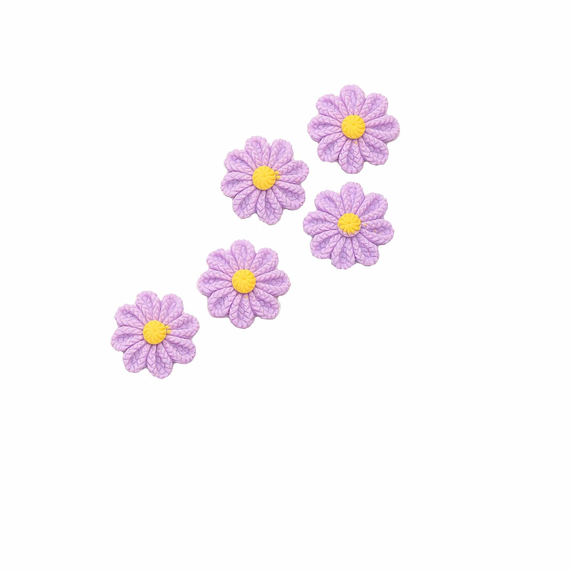 Flower Fun Collection Lavender Flower Flatback Scrapbook Buttons by SSC Designs - Pkg. of 5