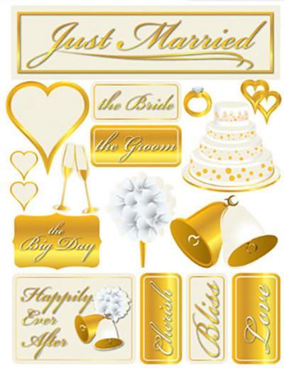 Signature Series Collection Just Married 5 x 6 Scrapbook Embellishment by Reminisce - Scrapbook Supply Companies
