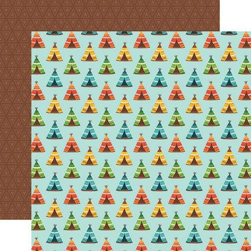 Summer Adventure Collection Pitch A Tent 12 x 12 Double-Sided Scrapbook Paper by Echo Park Paper - Scrapbook Supply Companies
