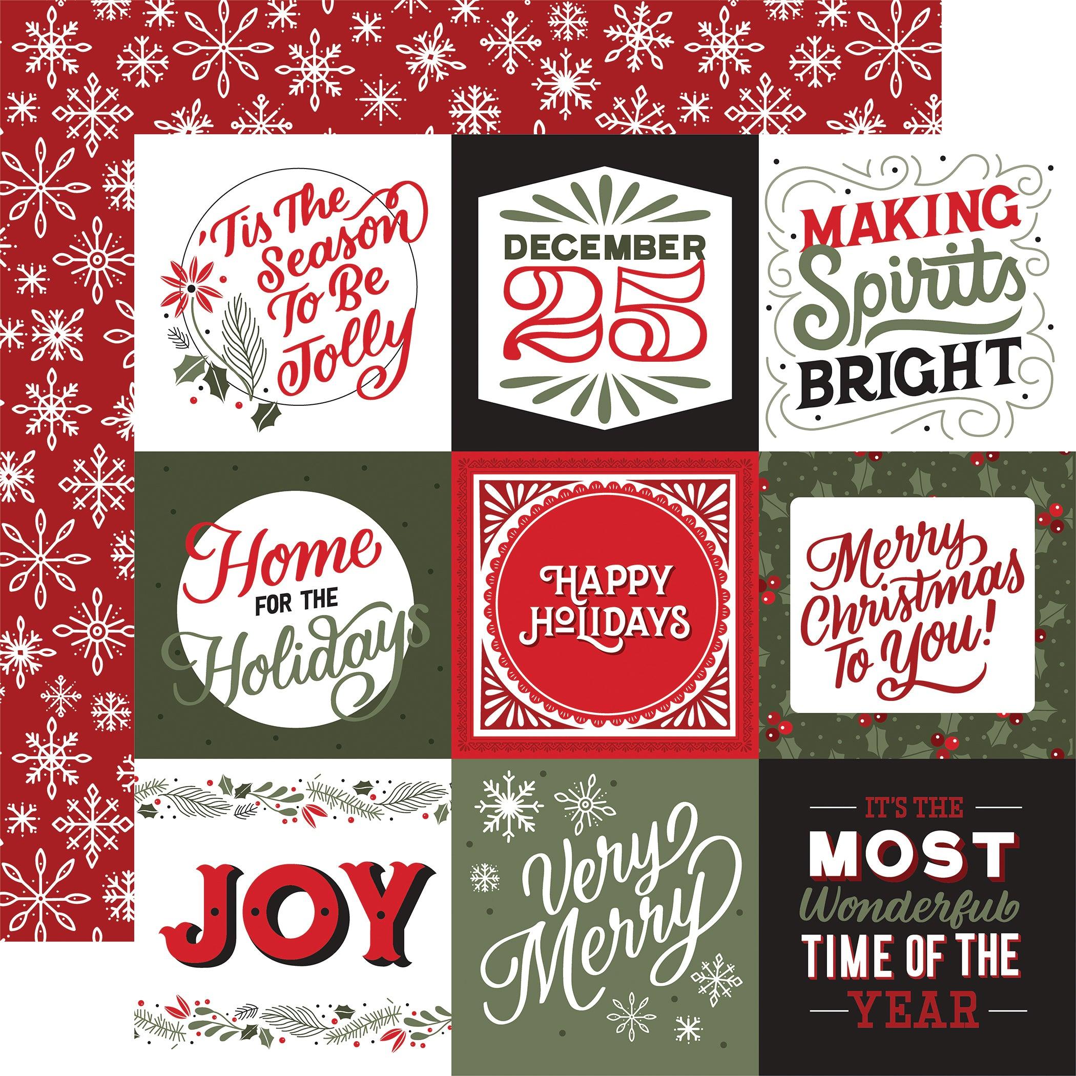 Christmas Salutations Collection 4x4 Journaling Cards 12 x 12 Double-Sided Scrapbook Paper by Echo Park Paper