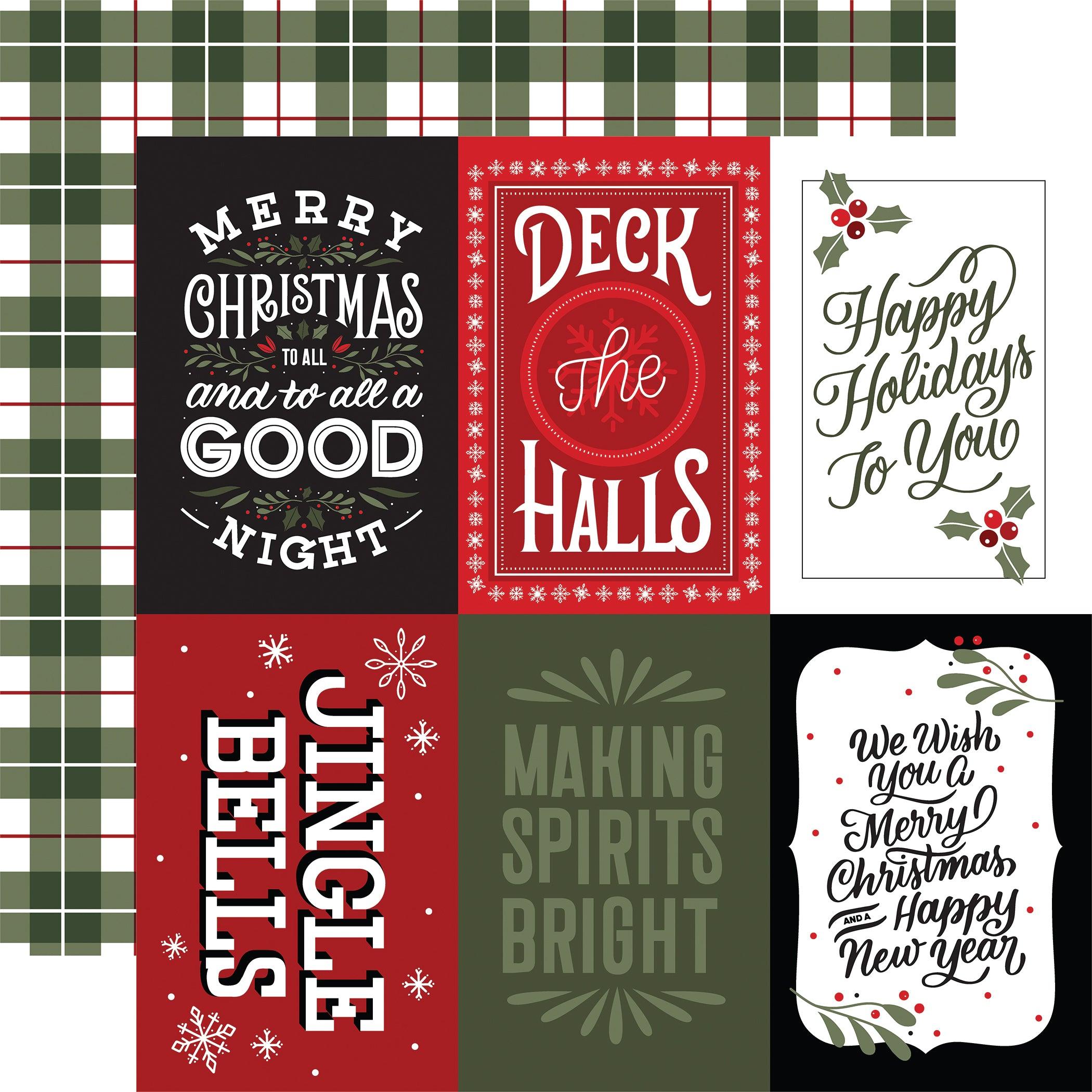 Christmas Salutations Collection 4x6 Journaling Cards 12 x 12 Double-Sided Scrapbook Paper by Echo Park Paper