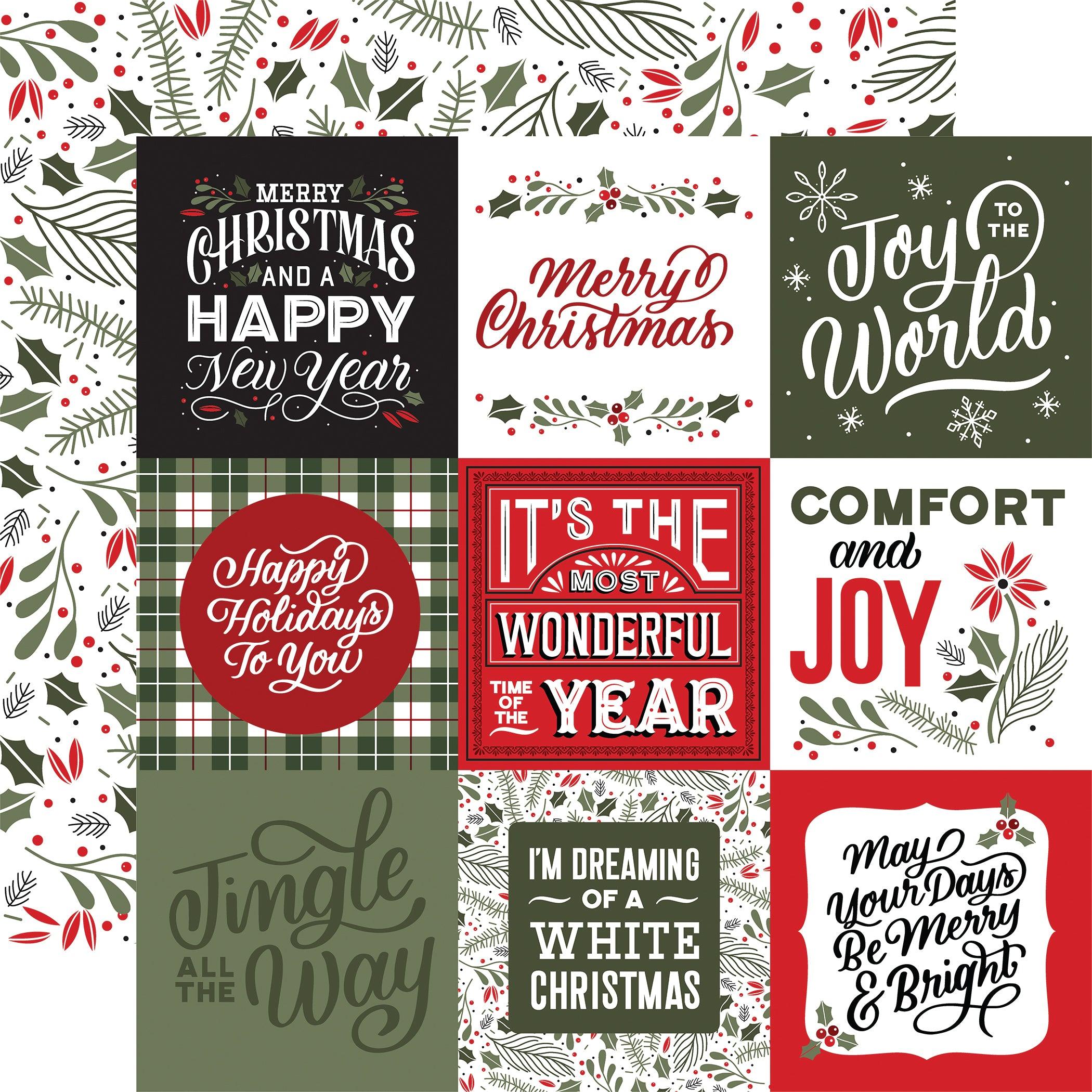 Christmas Salutations Collection Journaling Squares 12 x 12 Double-Sided Scrapbook Paper by Echo Park Paper