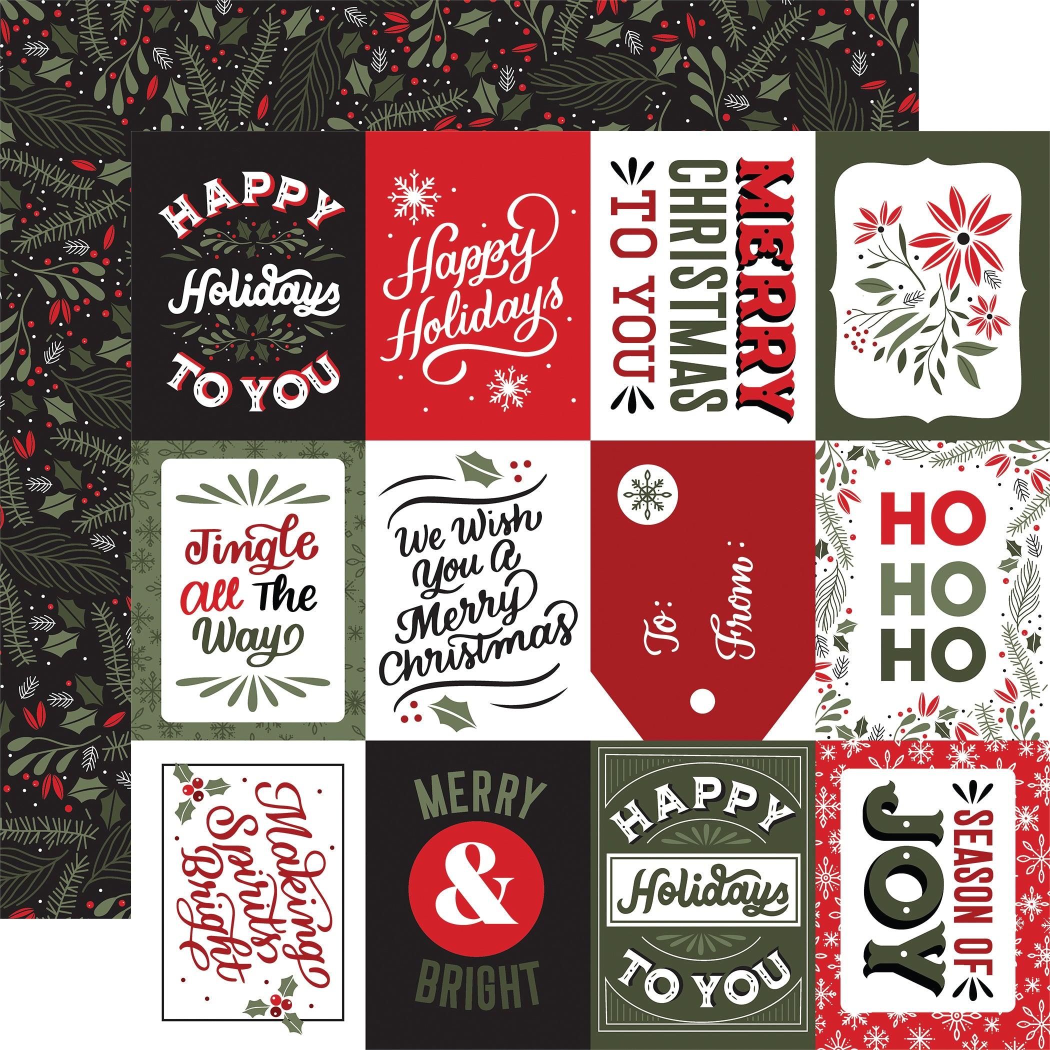 Christmas Salutations Collection 3x4 Journaling Cards 12 x 12 Double-Sided Scrapbook Paper by Echo Park Paper