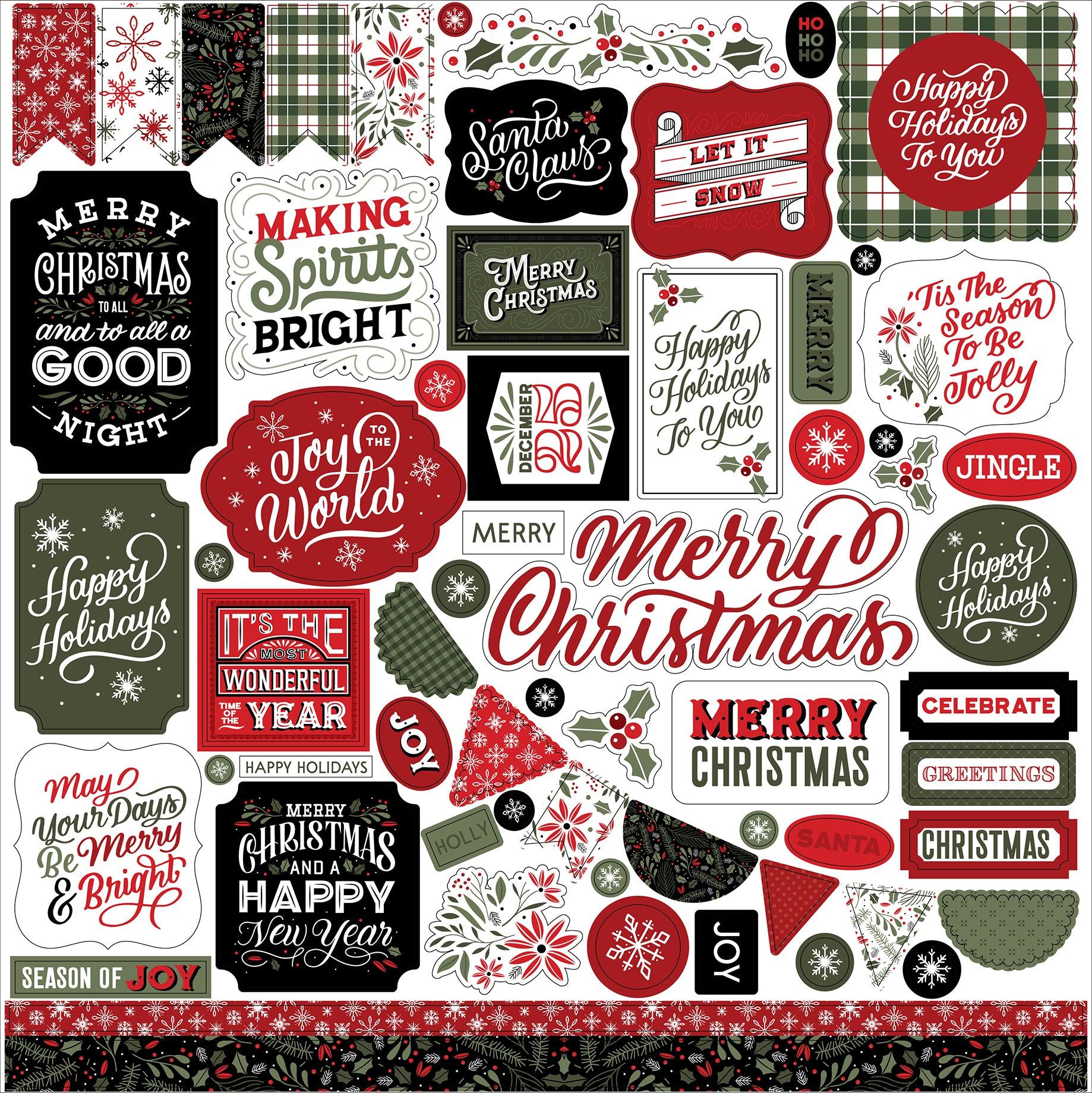 Christmas Salutations Collection 12 x 12 Scrapbook Sticker Sheet by Echo Park Paper - Scrapbook Supply Companies