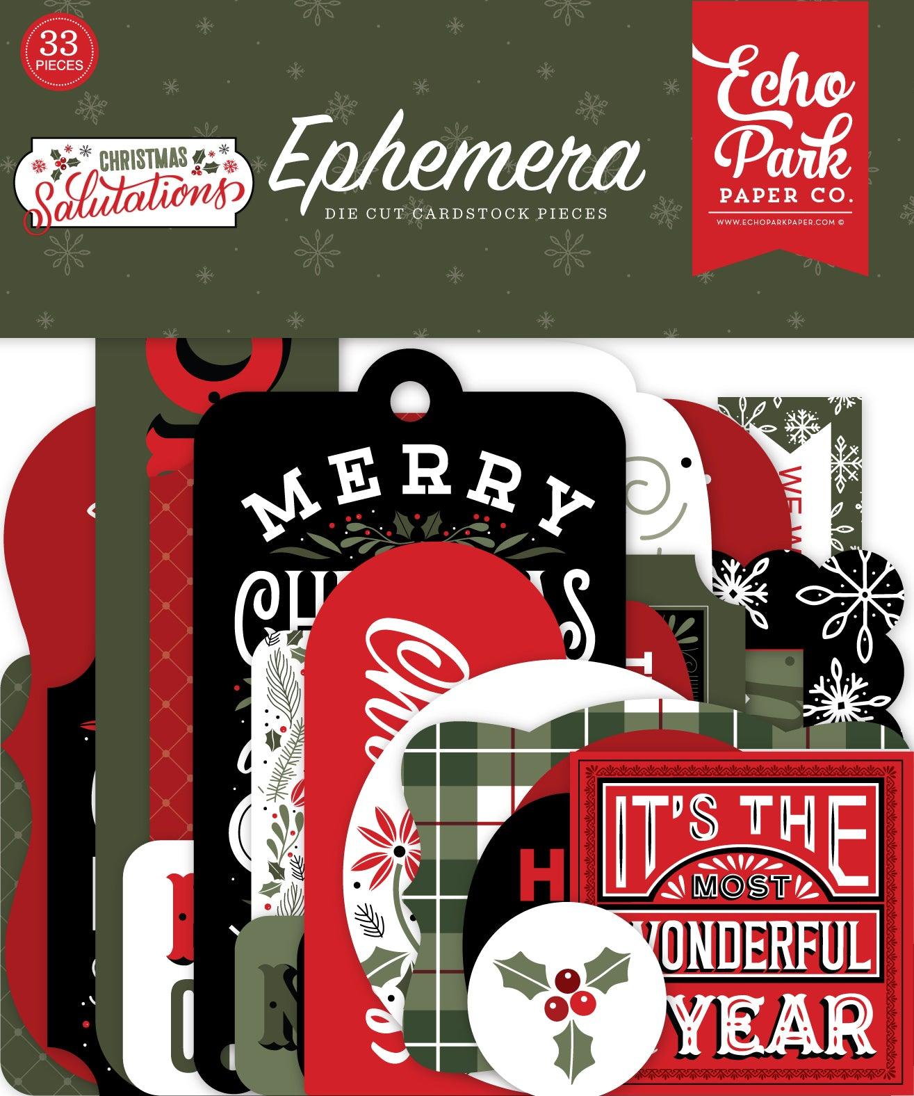 Christmas Salutations Collection 5 x 5 Scrapbook Ephemera Die Cuts by Echo Park Paper - Scrapbook Supply Companies