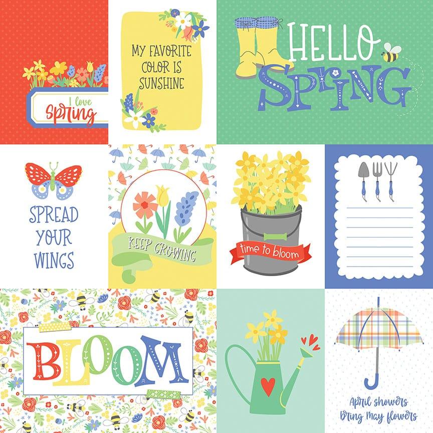 Showers and Flowers Collection Hello Spring 12 x 12 Double-Sided Scrapbook Paper by Photo Play Paper - Scrapbook Supply Companies