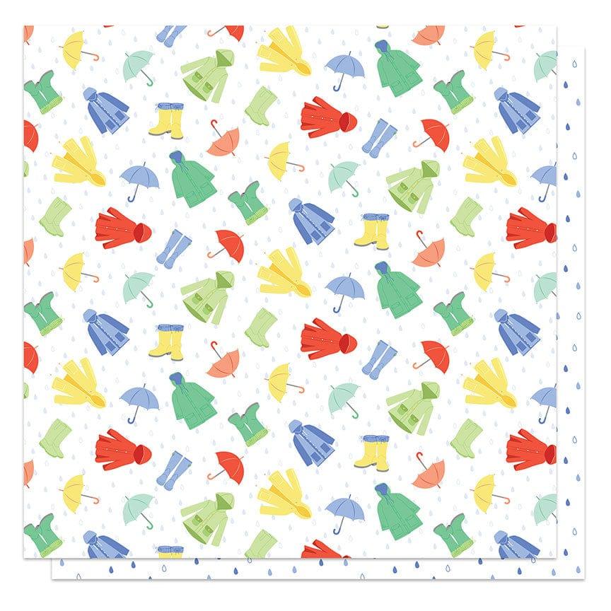 Showers and Flowers Collection Puddle Jumper 12 x 12 Double-Sided Scrapbook Paper by Photo Play Paper