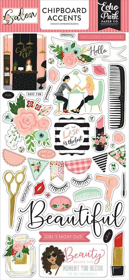 Salon Collection 6 x 12 Adhesive Chipboard Scrapbook Accents by Echo Park Paper - Scrapbook Supply Companies