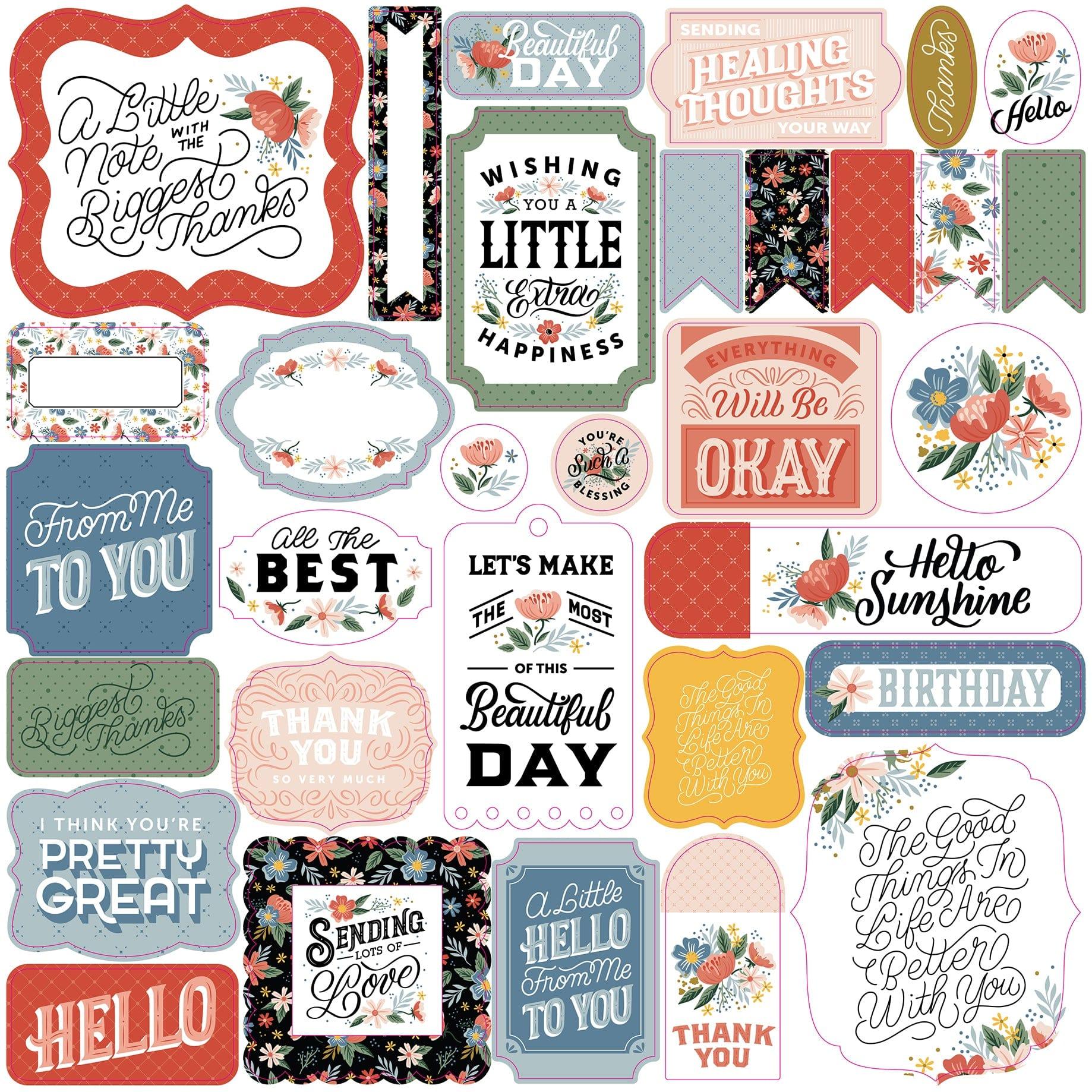 Salutations No. 2 Collection 5 x 5 Scrapbook Ephemera Die Cuts by Echo Park Paper - Scrapbook Supply Companies