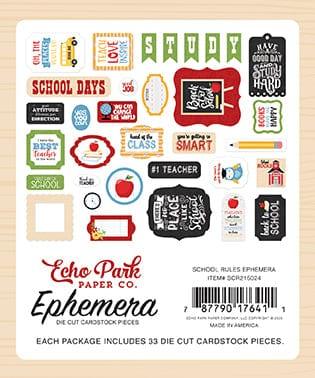 School Rules Collection Ephemera Scrapbook Die Cut Embellishments by Echo Park Paper - Scrapbook Supply Companies