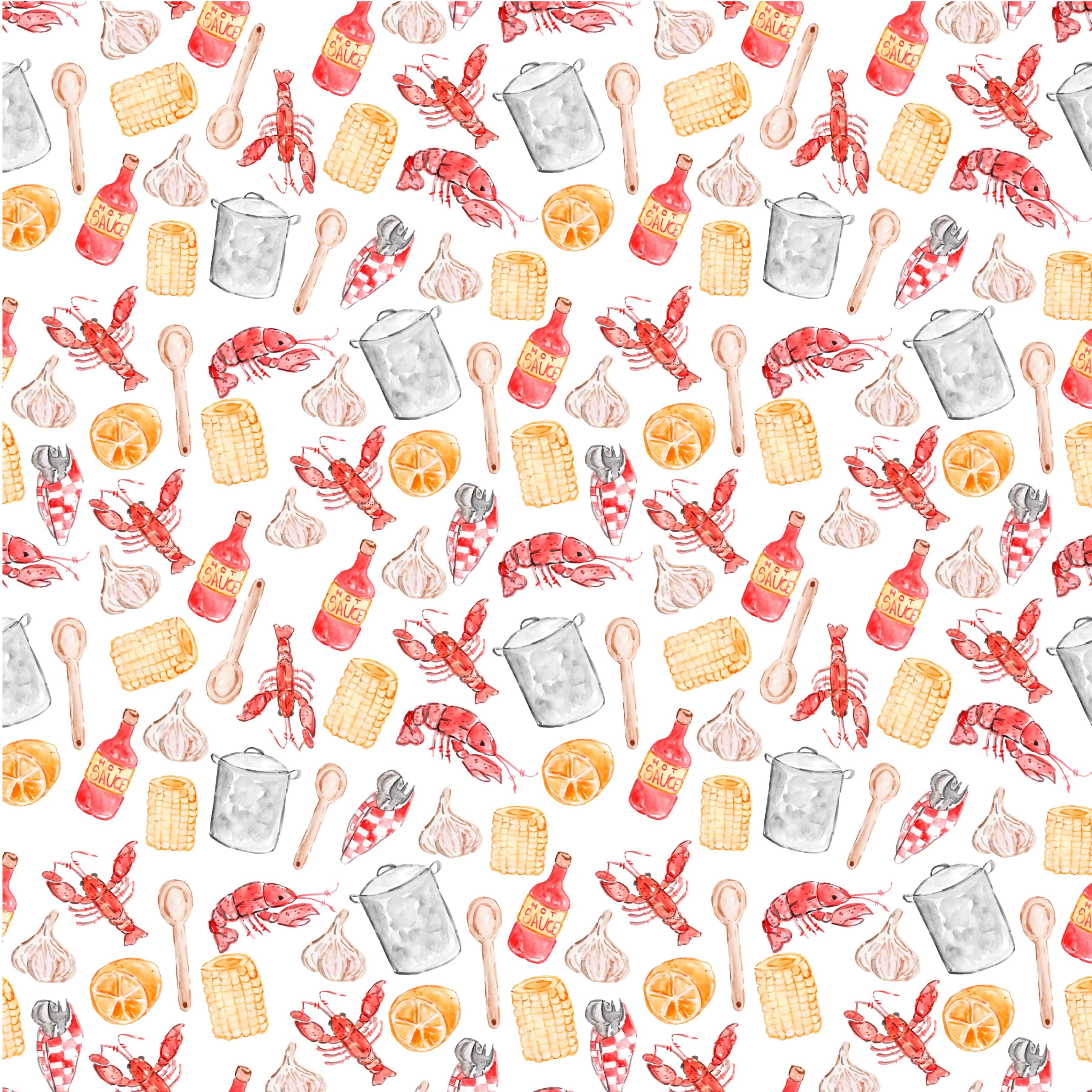 WriteLovely's Seafood Boil Collection Lobster, Crawfish, Shrimp, Oh My! 12 x 12 Double-Sided Scrapbook Paper by SSC Designs - Scrapbook Supply Companies
