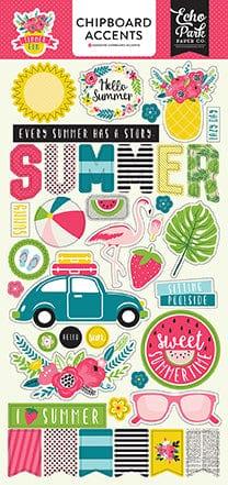 Summer Fun Collection 6 x 12 Chipboard Accents Scrapbook Embellishments by Echo Park Paper - Scrapbook Supply Companies
