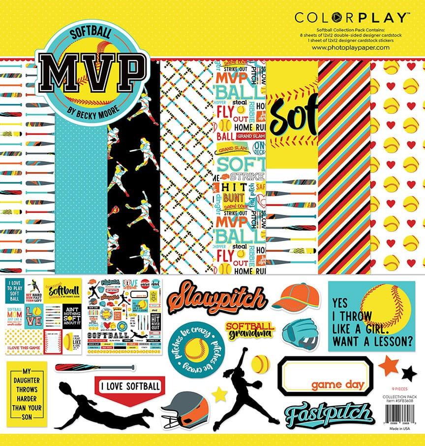 MVP Softball Collection 12 x 12 Paper & Sticker Collection Pack by Photo Play Paper - Scrapbook Supply Companies