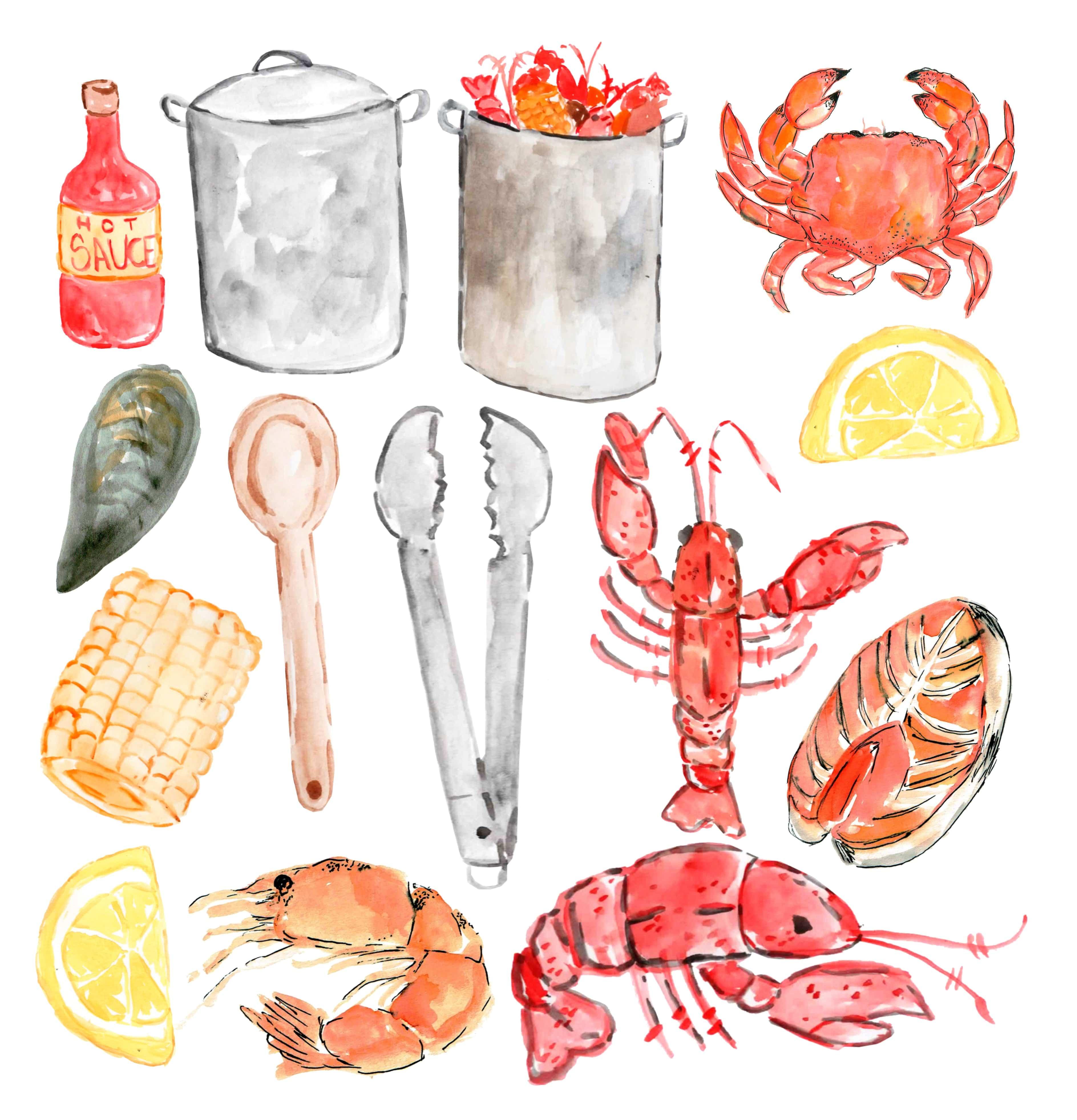 WriteLovely's Seafood Boil Collection Laser Cut Ephemera Embellishments by SSC Designs
