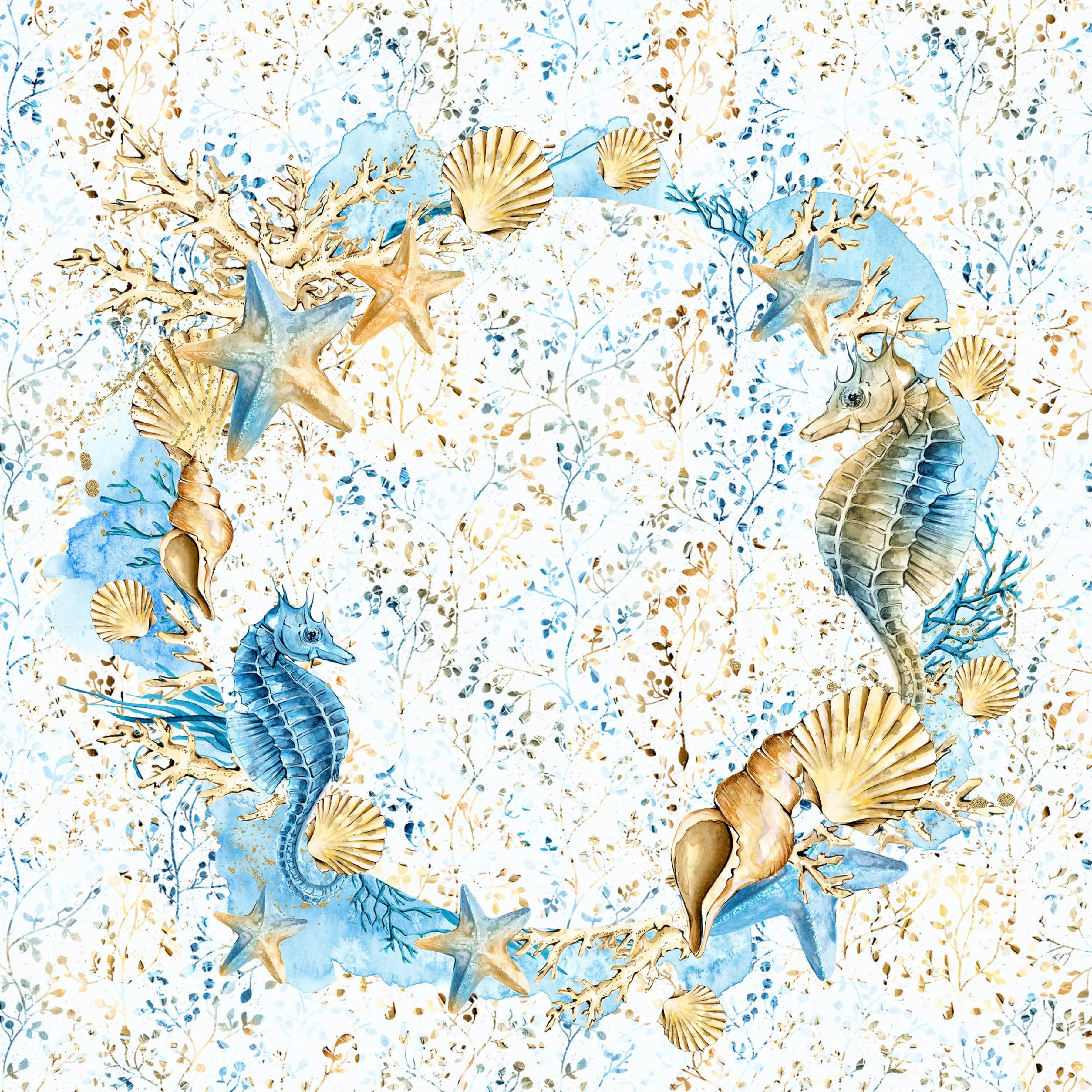 Frou Frou's Sun & Sand Collection Ocean Life 12 x 12 Double-Sided Scrapbook Paper by SSC Designs
