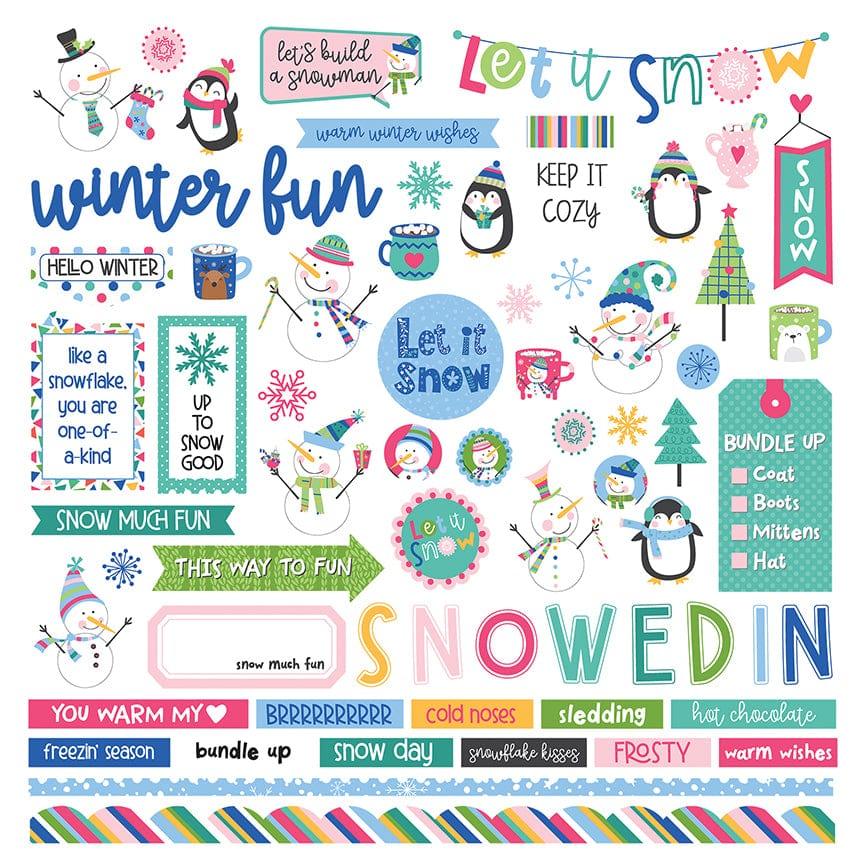 Snow Day Collection 12 x 12 Cardstock Scrapbook Sticker Sheet by Photo Play Paper