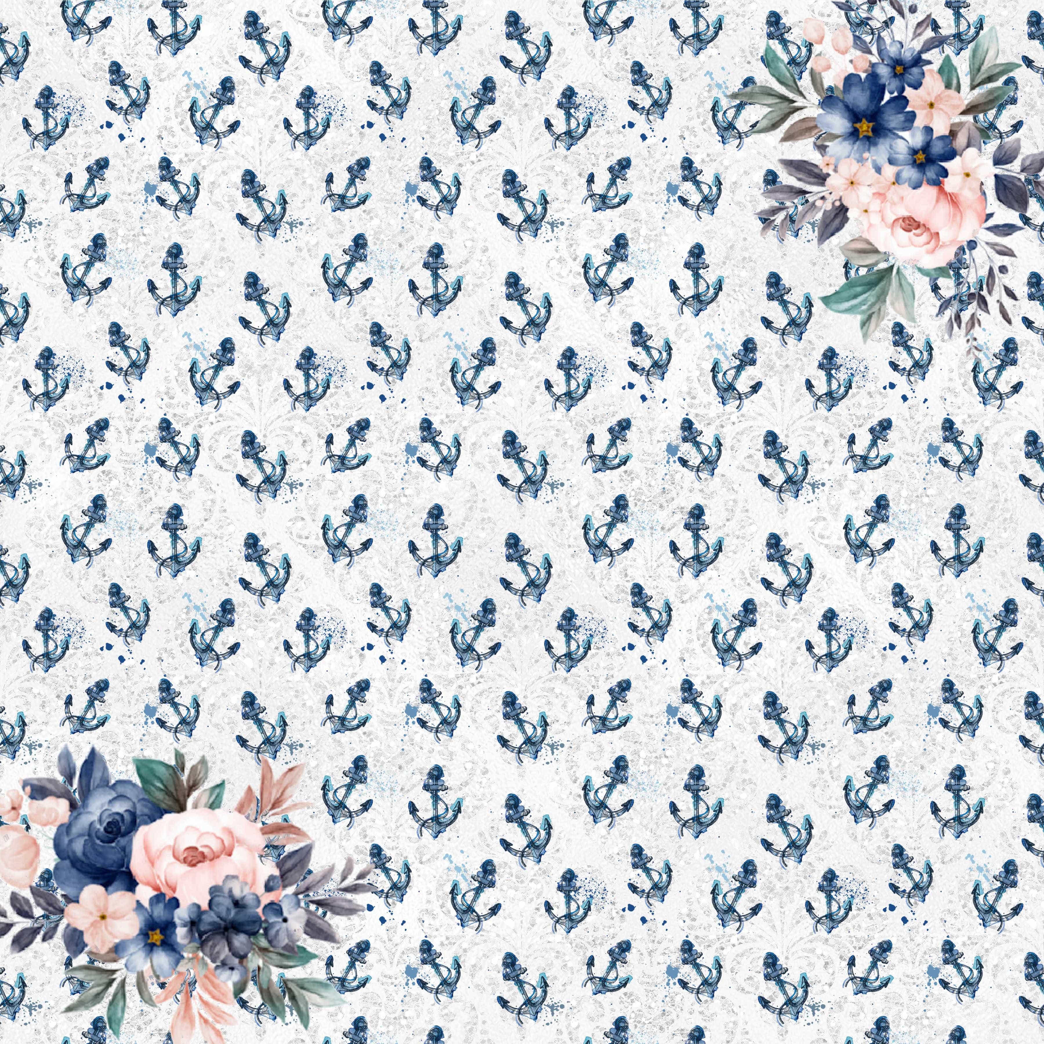 Seaside Wedding Collection Beautiful Blooms 12 x 12 Double-Sided Scrapbook Paper by SSC Designs