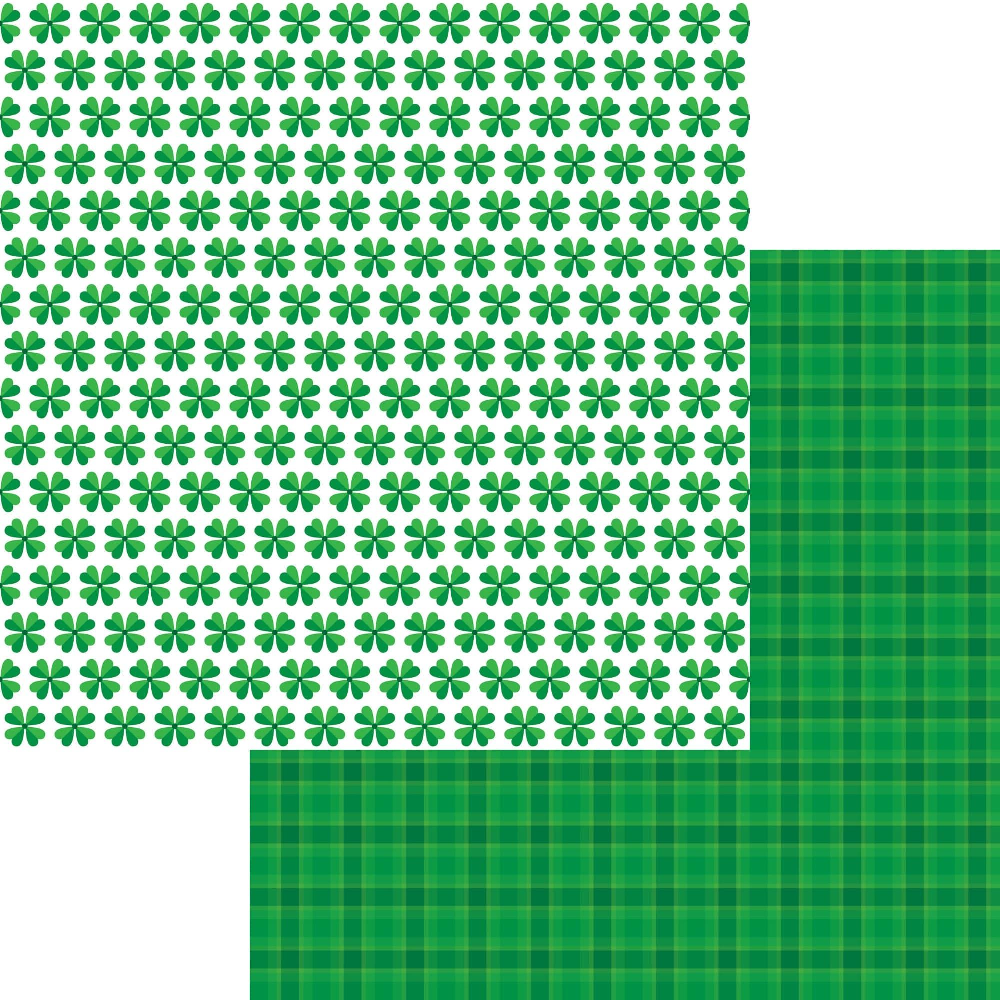 St. Pat's Traditional Collection Four Leaf Clovers 12 x 12 Double-Sided Scrapbook Paper by SSC Designs