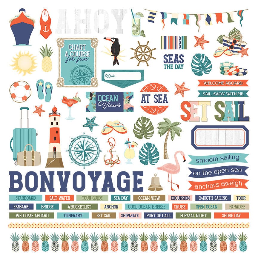 Ship To Shore Collection 12 x 12 Cardstock Scrapbook Sticker Sheet by Photo Play Paper