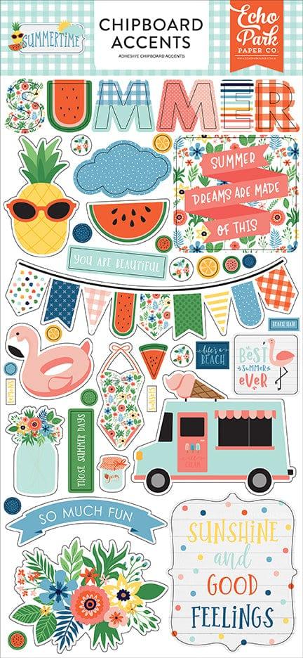Summertime Collection 6 x 12 Chipboard Accents Scrapbook Embellishments by Echo Park Paper - Scrapbook Supply Companies