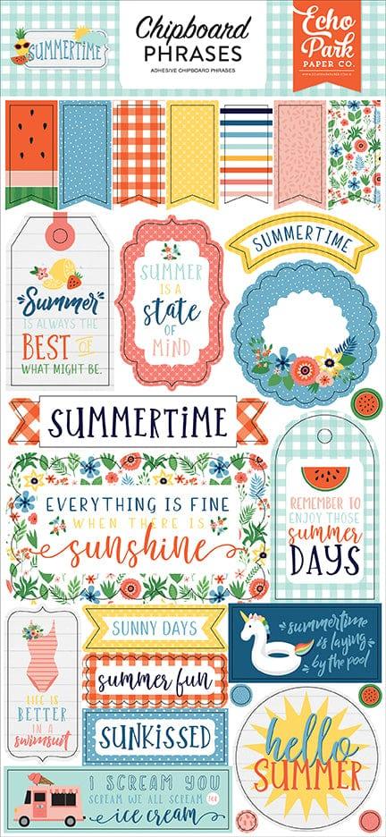 Summertime Collection 6 x 12 Chipboard Phrases Scrapbook Embellishments by Echo Park Paper - Scrapbook Supply Companies
