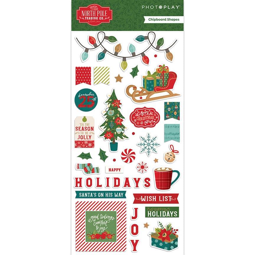 The North Pole Trading Co. Collection 6 x 12 Scrapbook Chipboard Stickers by Photo Play Paper