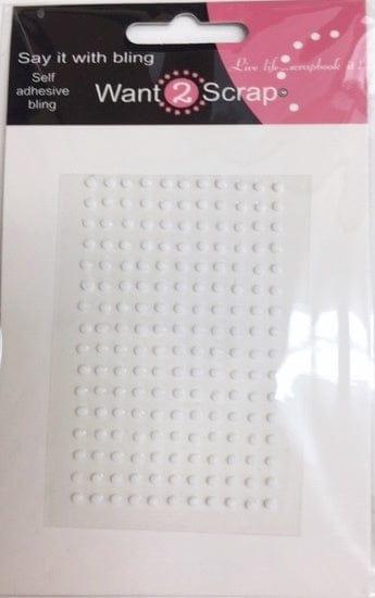 Say It With Bling Collection Self-Adhesive Teeny Tiny White Rhinestones Scrapbook Bling by Want 2 Scrap - 176 Count - Scrapbook Supply Companies