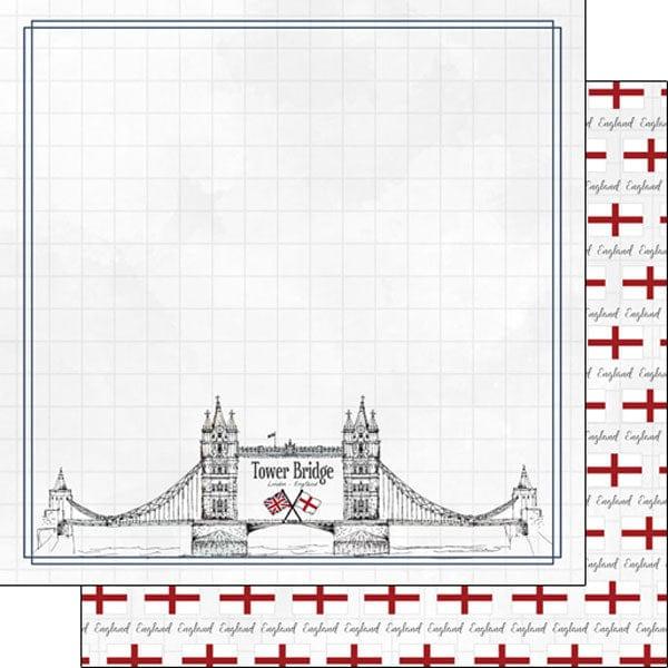 Travel Adventure Collection Tower Bridge 12 x 12 Double-Sided Scrapbook Paper by Scrapbook Customs