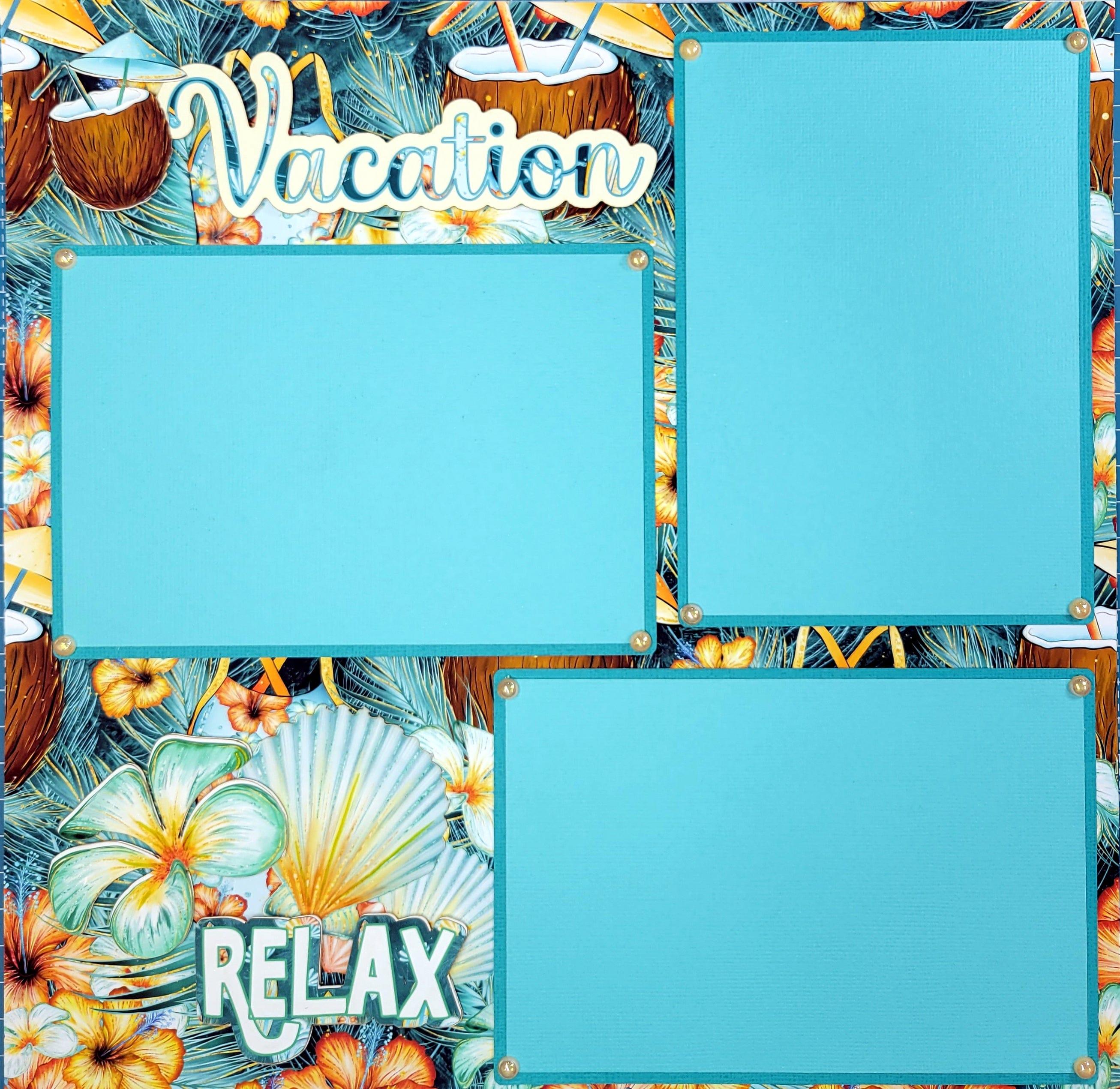 Vacation Paradise Premade, Hand-Embellished 2 - 12 x 12 Scrapbook Premade by SSC Designs - Scrapbook Supply Companies