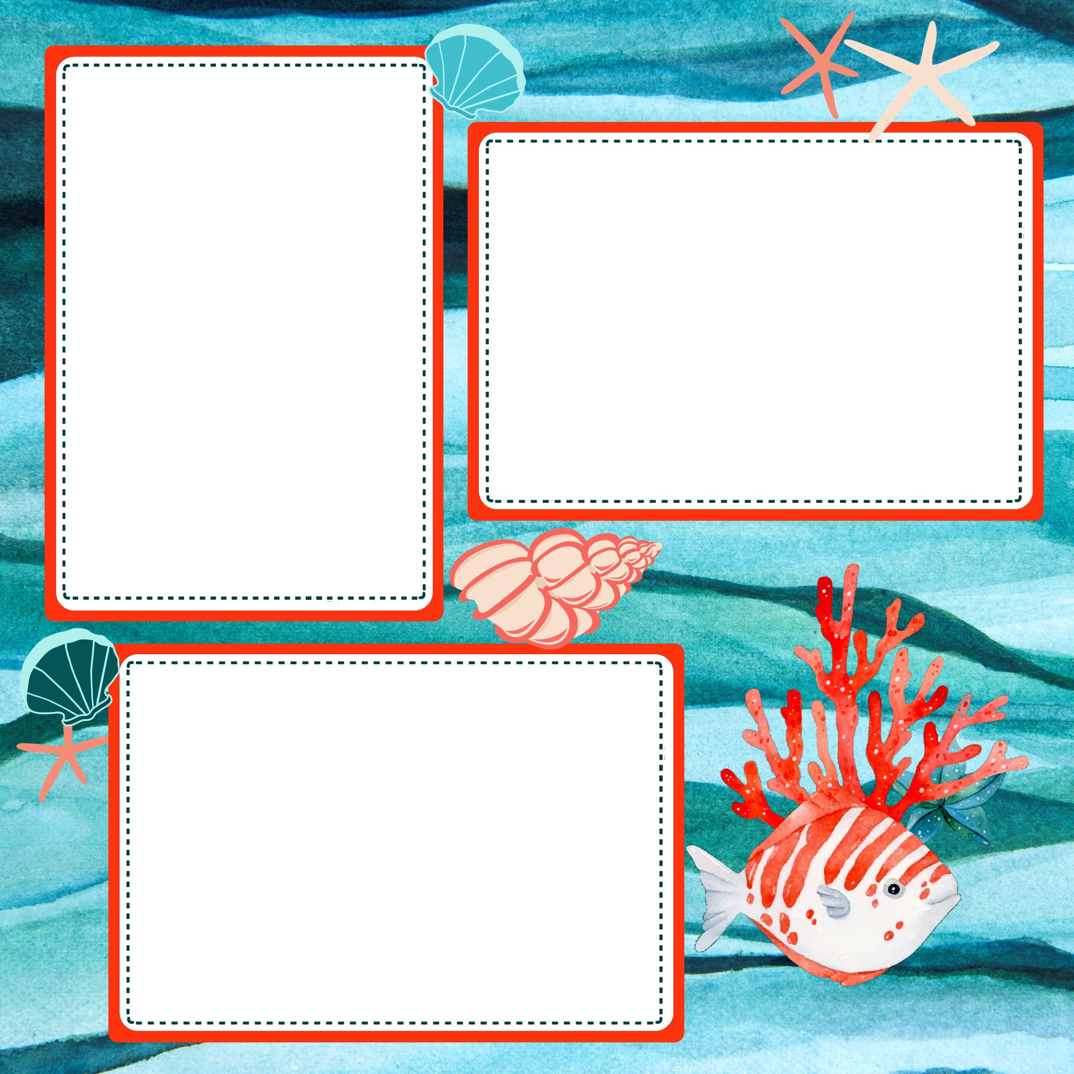 Under The Sea Tropical (2) - 12 x 12 Premade, Printed Scrapbook Pages by SSC Designs - Scrapbook Supply Companies