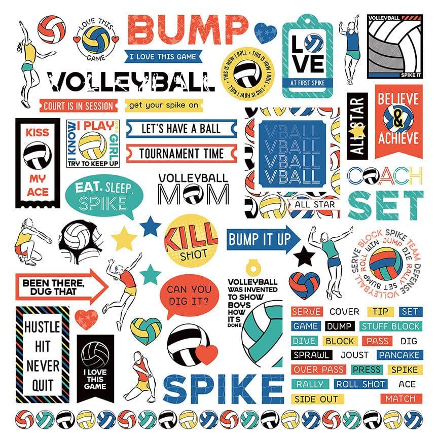 MVP Volleyball Collection 12 x 12 Cardstock Scrapbook Sticker Sheet by Photo Play Paper - Scrapbook Supply Companies