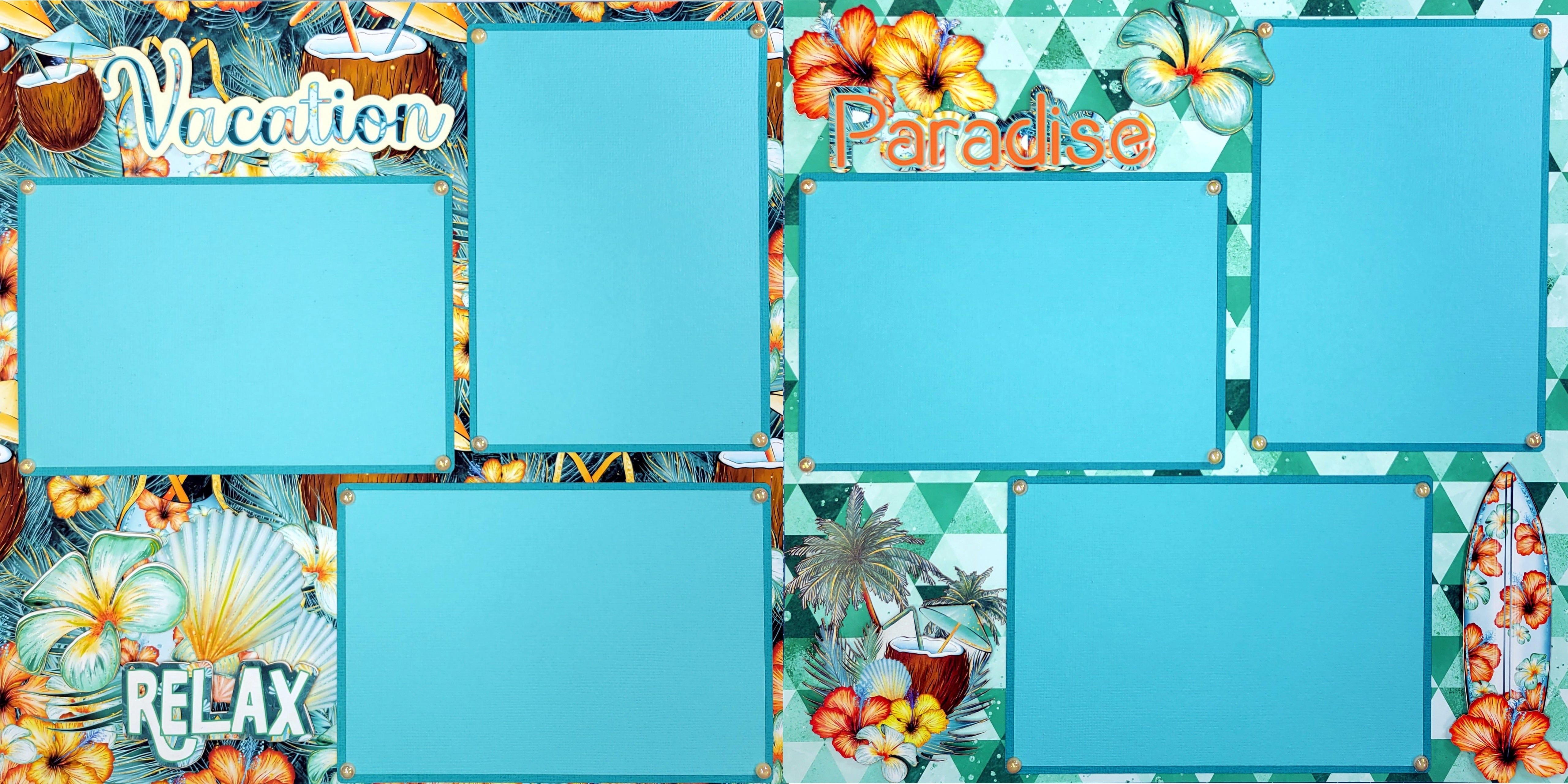 Vacation Paradise (2) - 12 x 12 Pages, Fully-Assembled & Hand-Crafted 3D Scrapbook Premade by SSC Designs