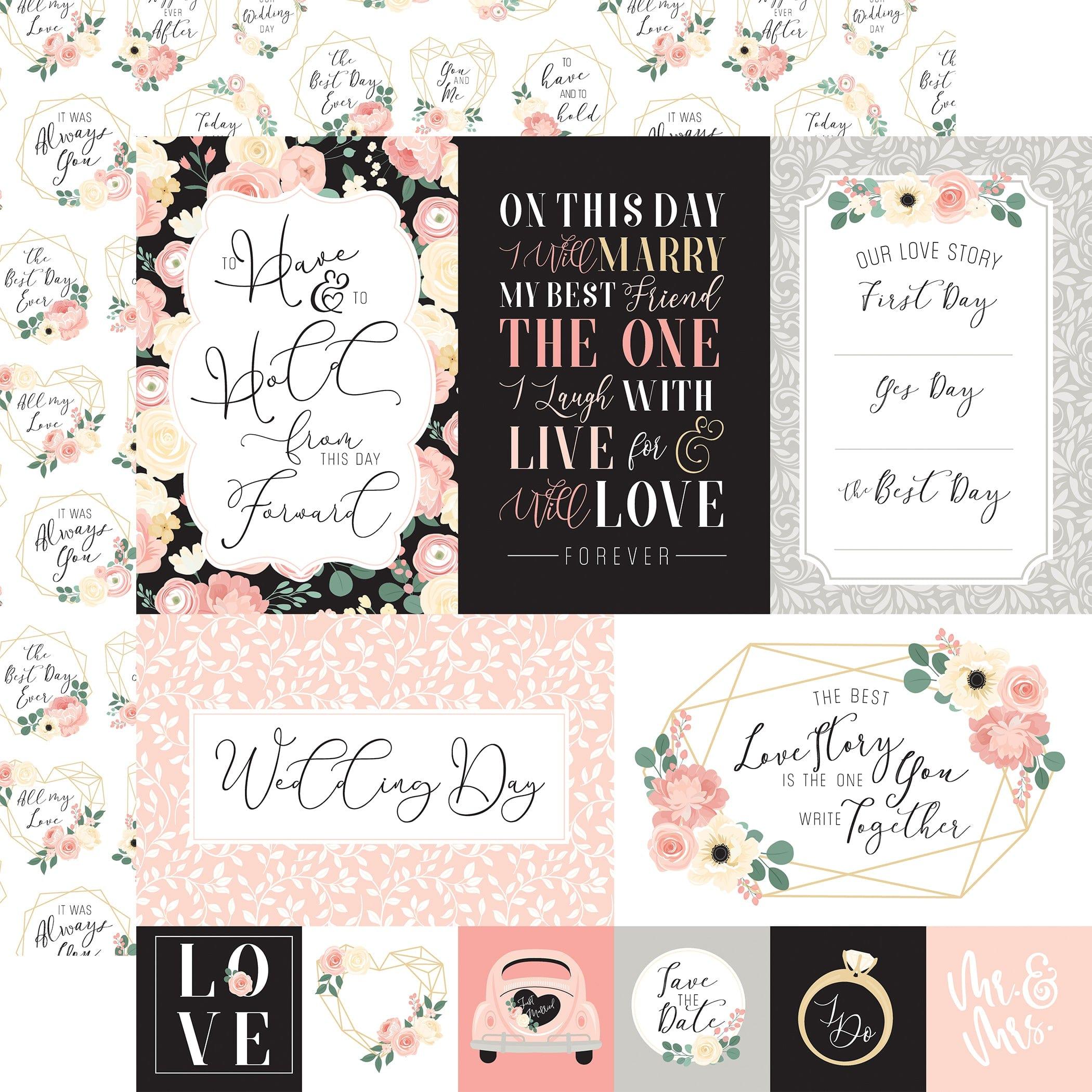 Wedding Collection Multi Journaling Cards 12 x 12 Double-Sided Scrapbook Paper by Echo Park Paper