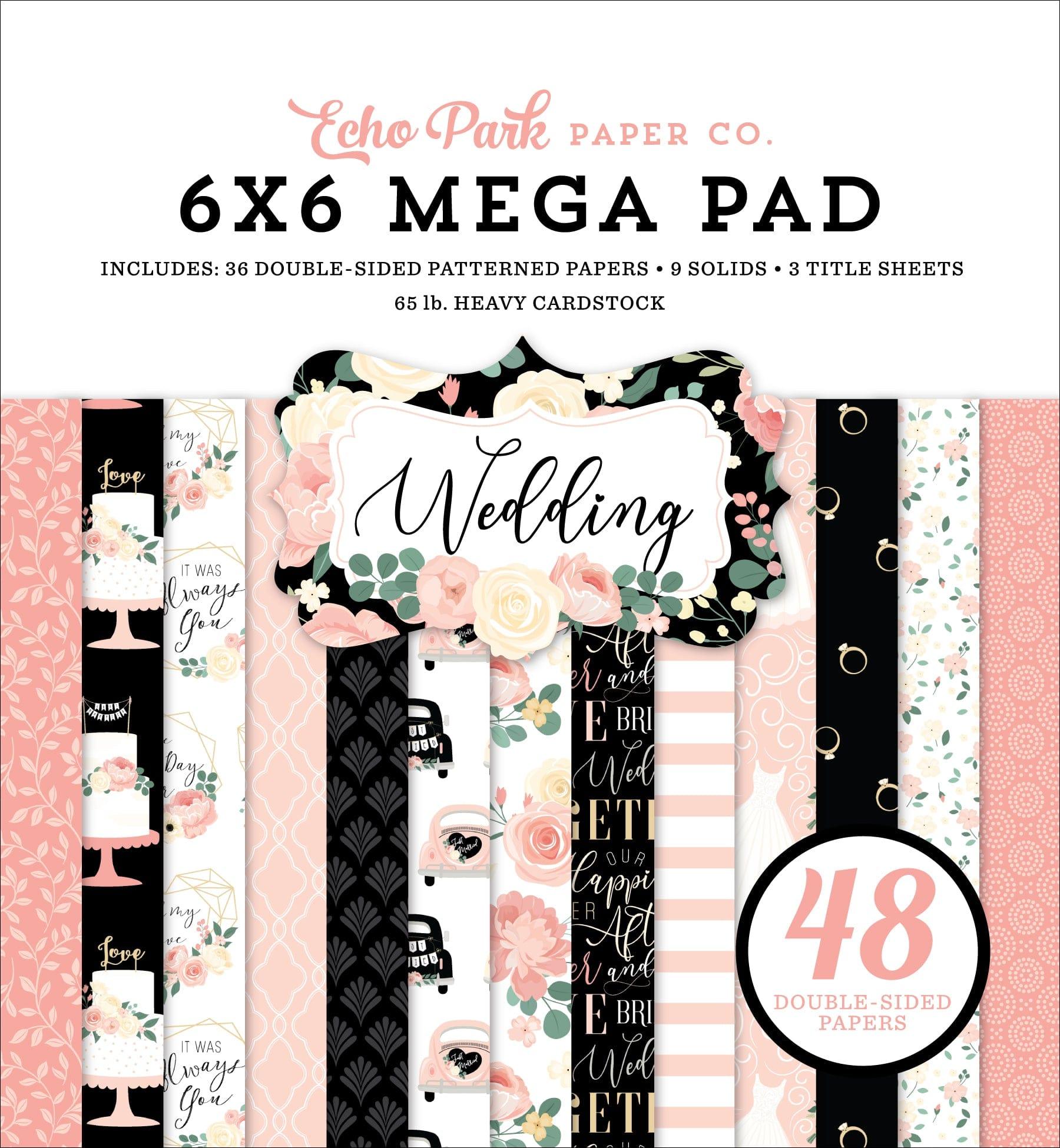 Wedding Collection 6 x 6 Mega Paper Pad by Echo Park Paper - 48 Double-Sided Papers - Scrapbook Supply Companies