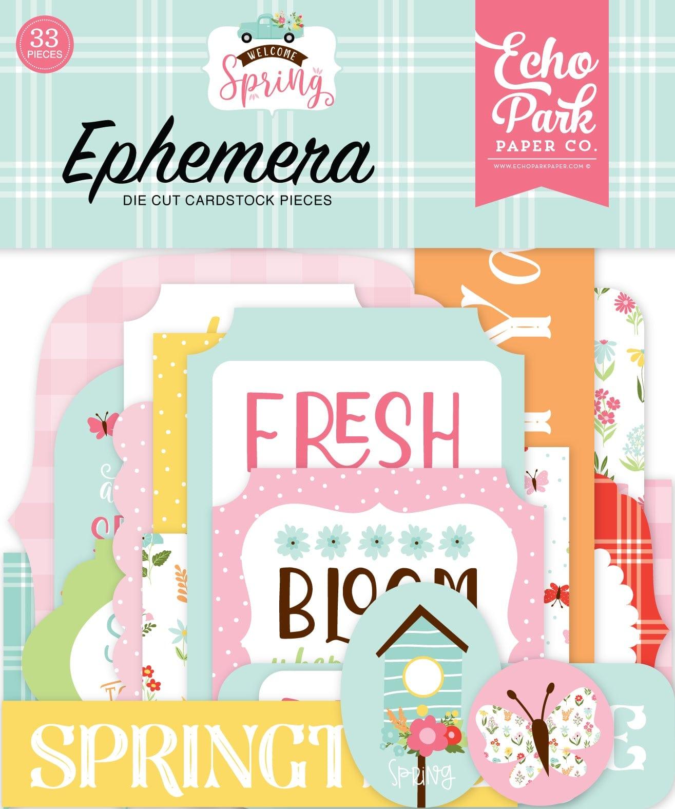 Welcome Spring Collection 5 x 5 Ephemera Die Cut Scrapbook Embellishments by Echo Park Paper - Scrapbook Supply Companies