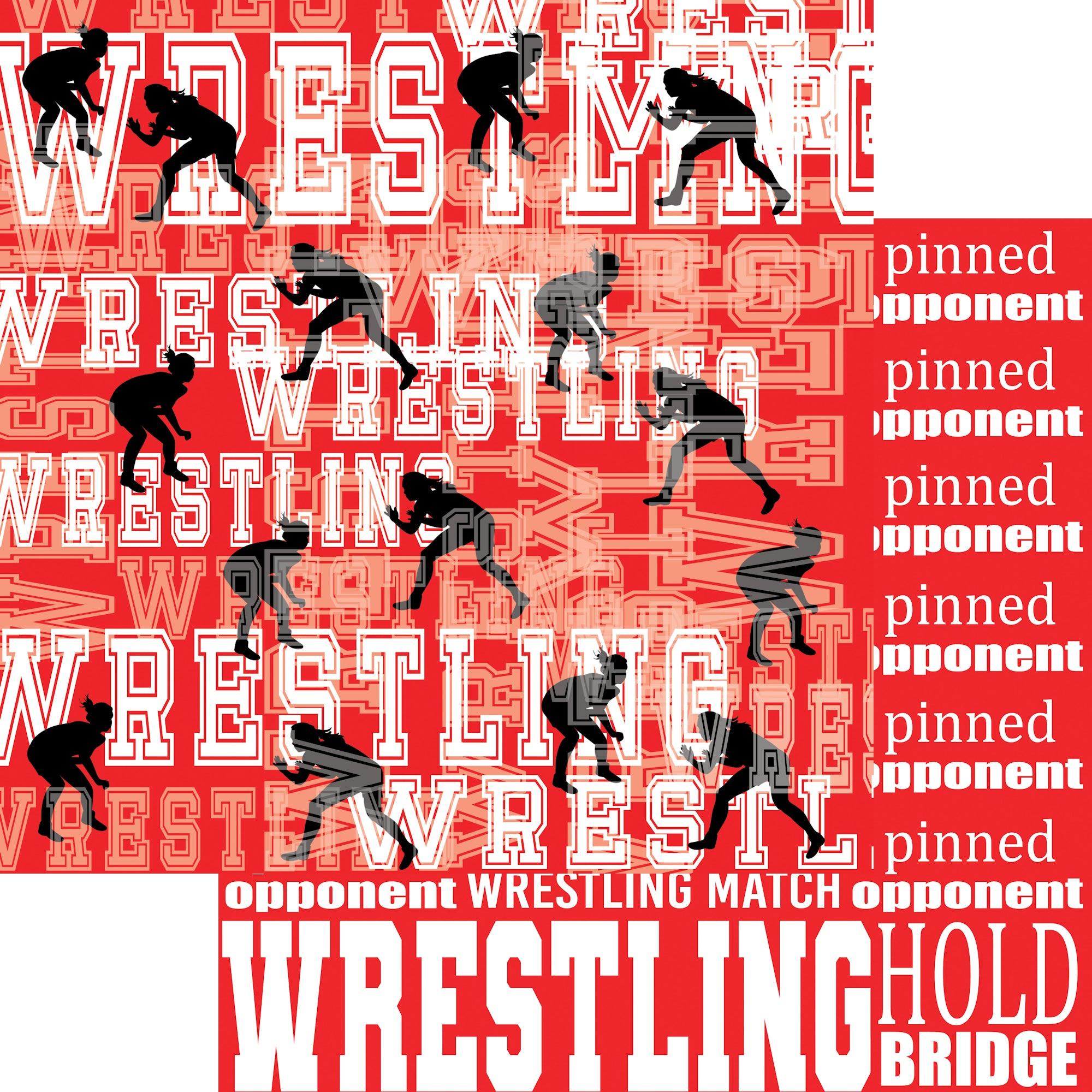 Female Wrestling Collection Wrestling Collage 12 x 12 Double-Sided Scrapbook Paper by SSC Designs - Scrapbook Supply Companies