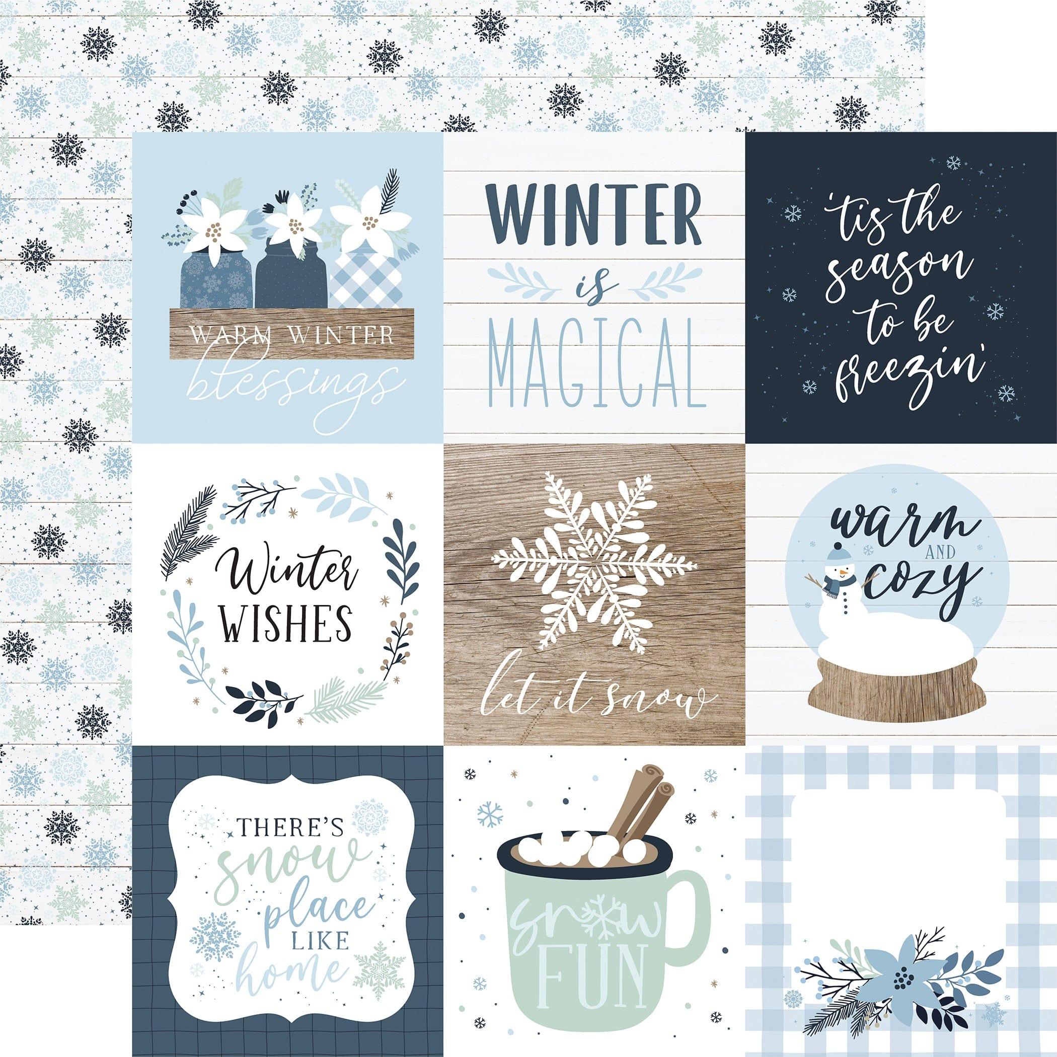 Winter Collection 4 x 4 Journaling Cards 12 x 12 Double-Sided Scrapbook Paper by Echo Park Paper - Scrapbook Supply Companies