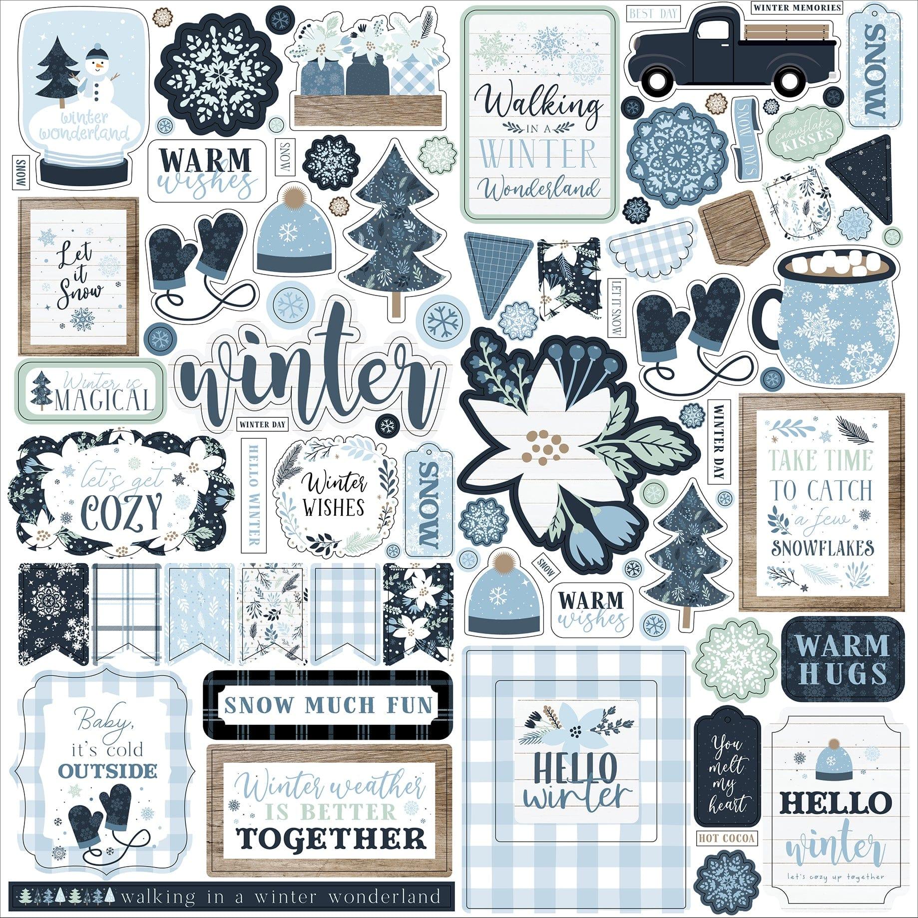 Winter Collection 12 x 12 Scrapbook Sticker Sheet by Echo Park Paper - Scrapbook Supply Companies