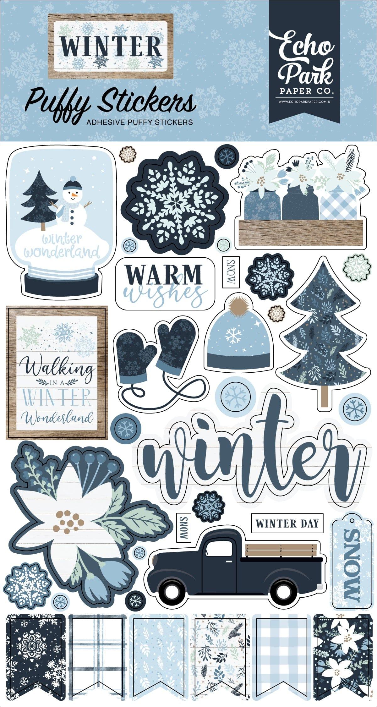 Winter Collection 4 x 7 Puffy Stickers Scrapbook Embellishments by Echo Park Paper - Scrapbook Supply Companies