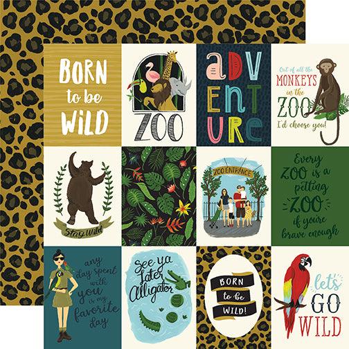 Animal Safari Collection 3x4 Journaling Cards 12 x 12 Double-Sided Scrapbook Paper by Echo Park Paper