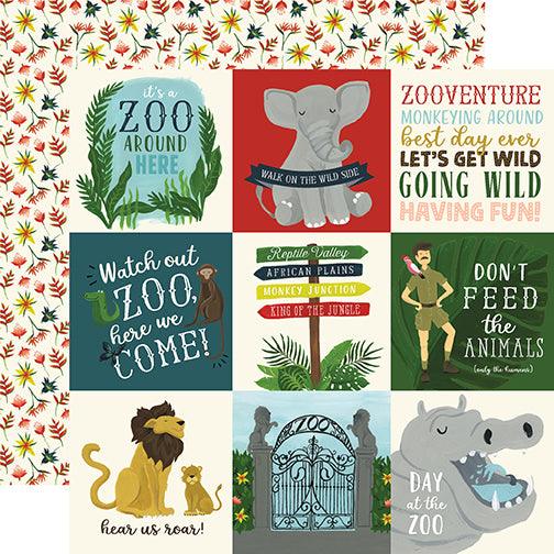 Animal Safari Collection 4 x 4 Journaling Cards 12 x 12 Double-Sided Scrapbook Paper by Echo Park Paper - Scrapbook Supply Companies