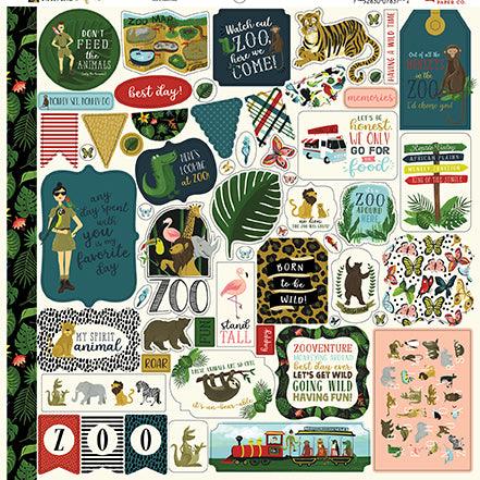 Animal Safari Collection 12 x 12 Scrapbook Sticker Sheet by Echo Park Paper - Scrapbook Supply Companies