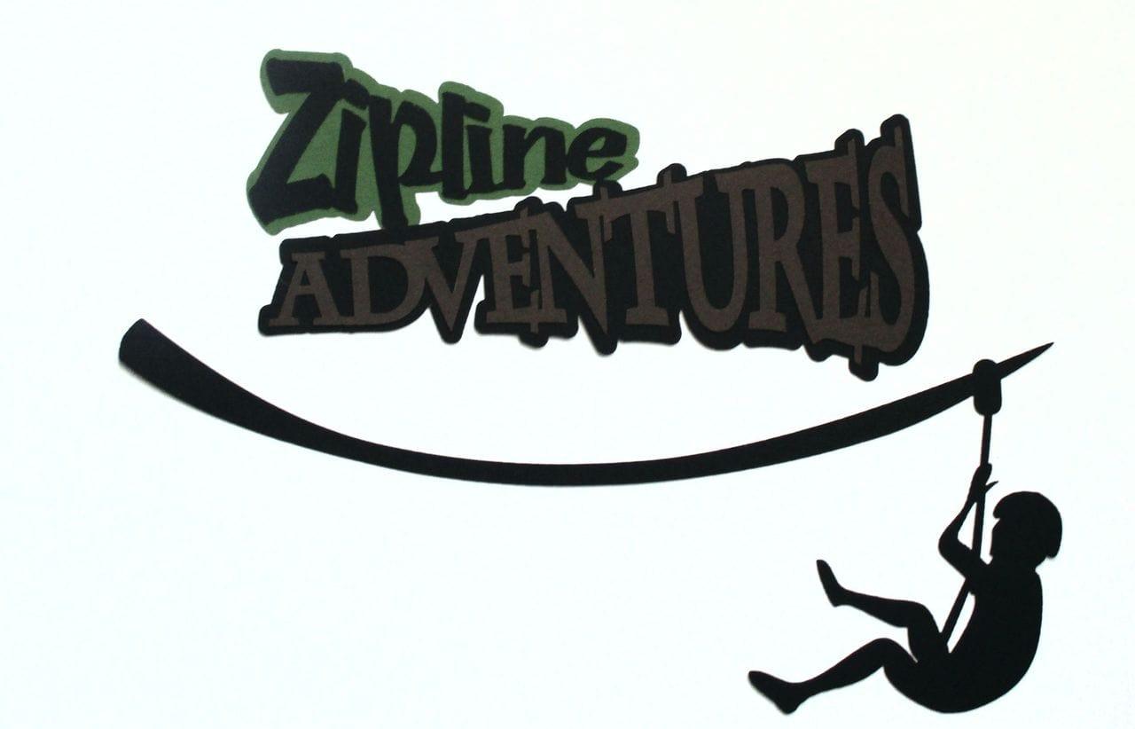 Zipline Adventures Title & Icon Fully-Assembled 4 x 7.5 Laser Cut Scrapbook Embellishment by SSC Laser Designs