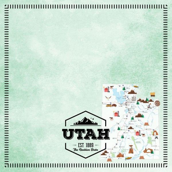 Postage Map Collection Utah 12 x 12 Scrapbook Paper by Scrapbook Customs - Scrapbook Supply Companies